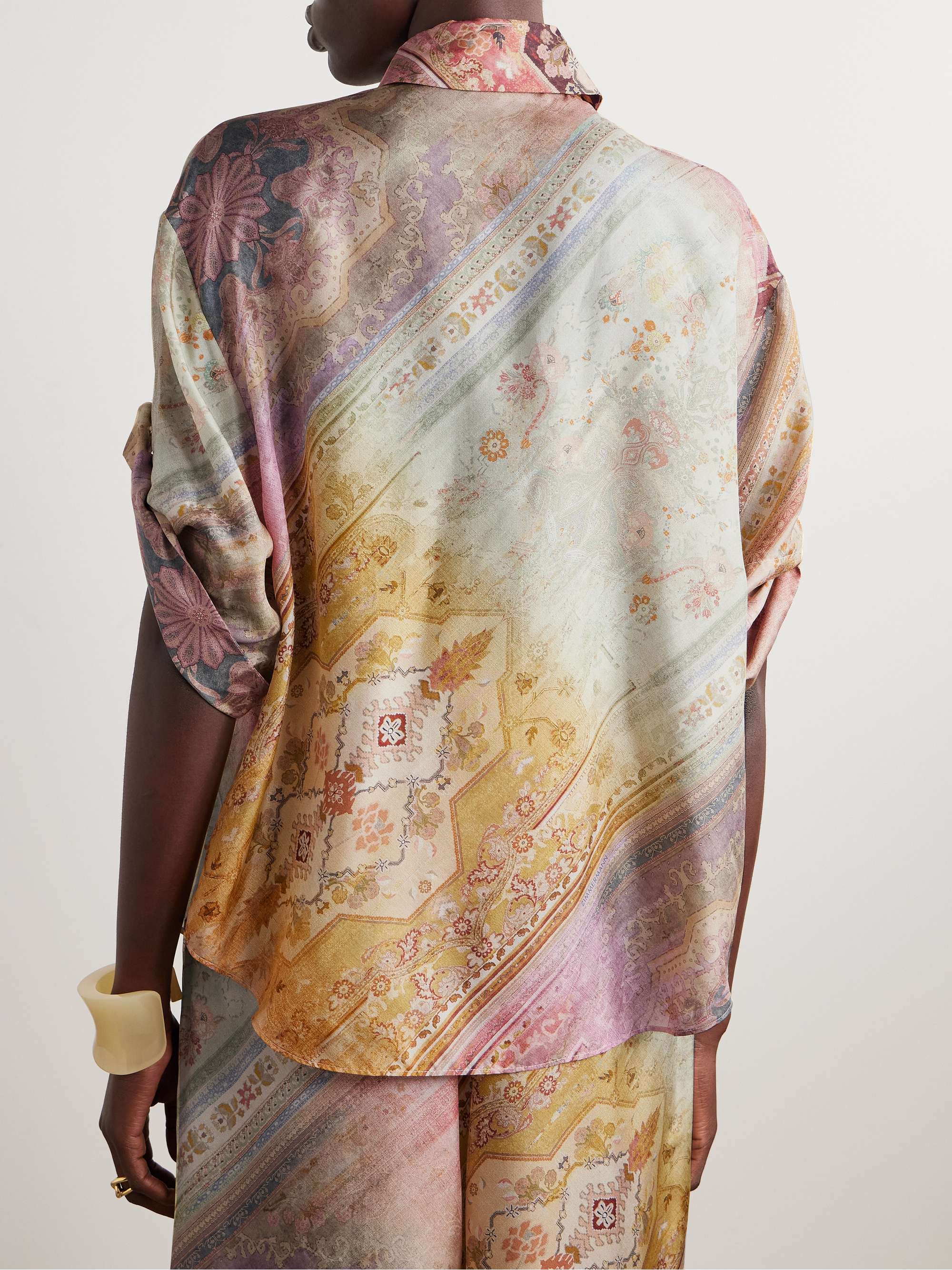 Tallow embellished printed silk shirt view