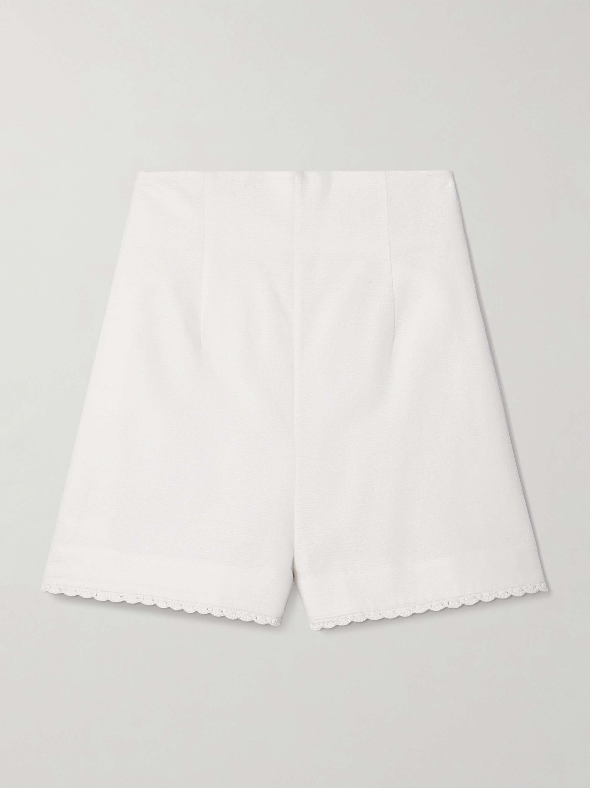 Maxine crochet-trimmed textured-cotton shorts view