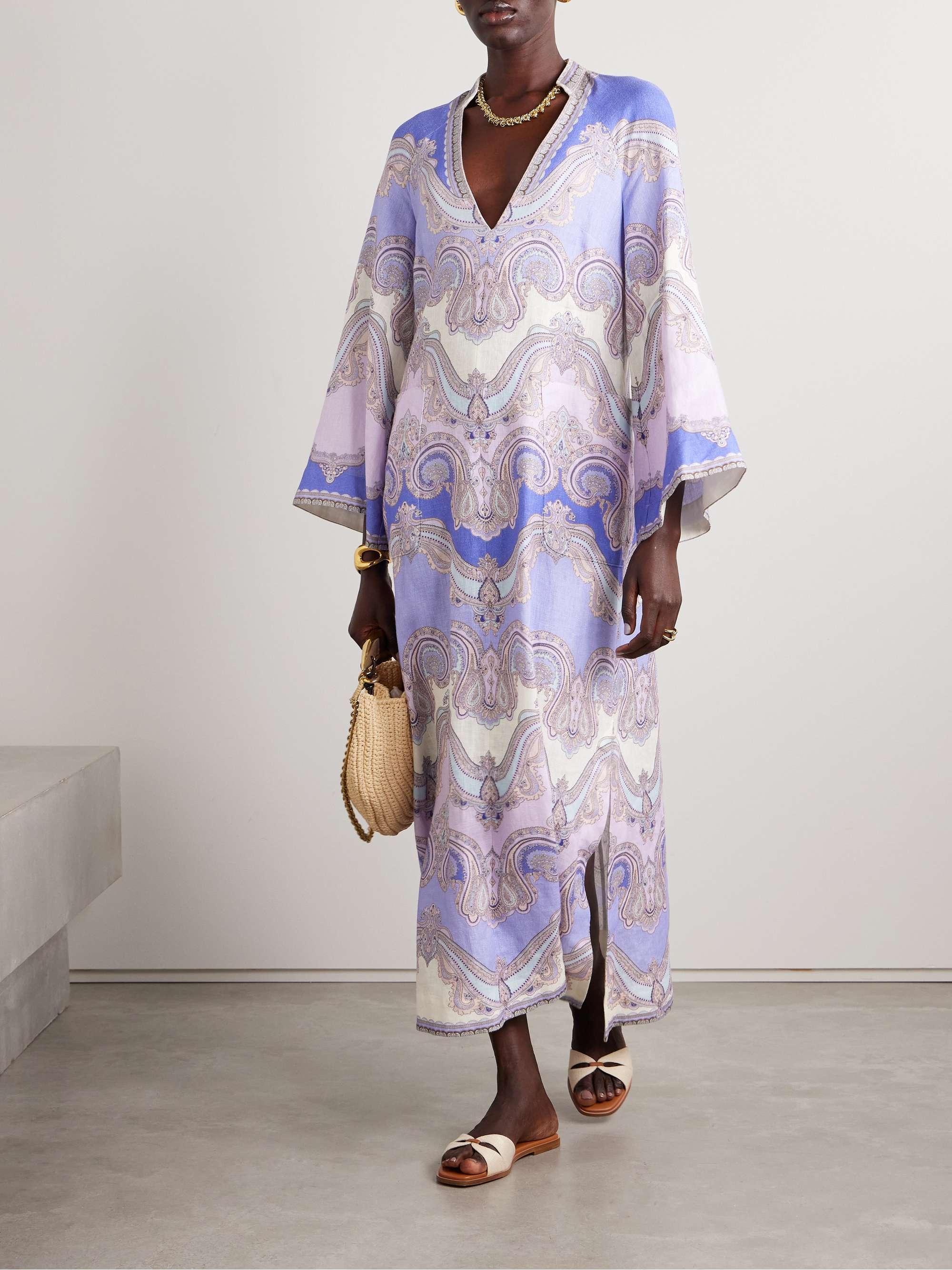 Maxine printed linen midi dress view