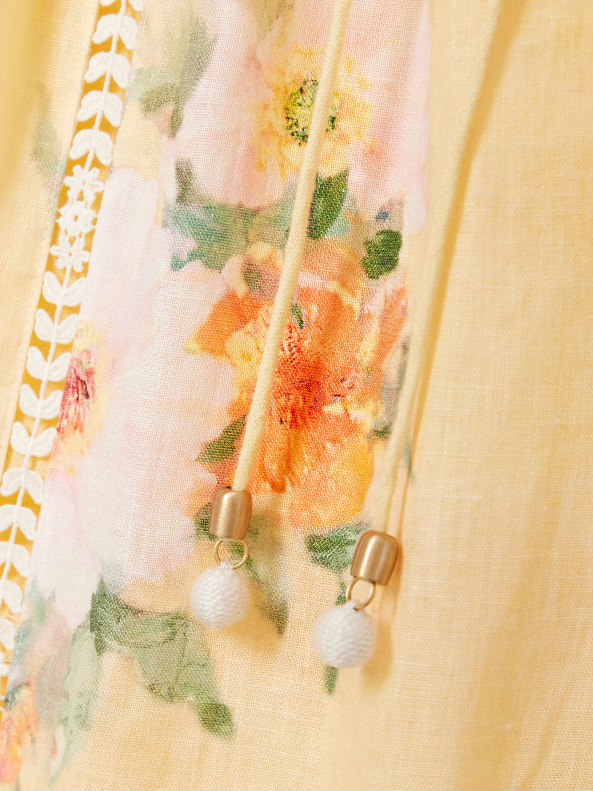 Everley belted lace-trimmed floral-print linen midi dress view
