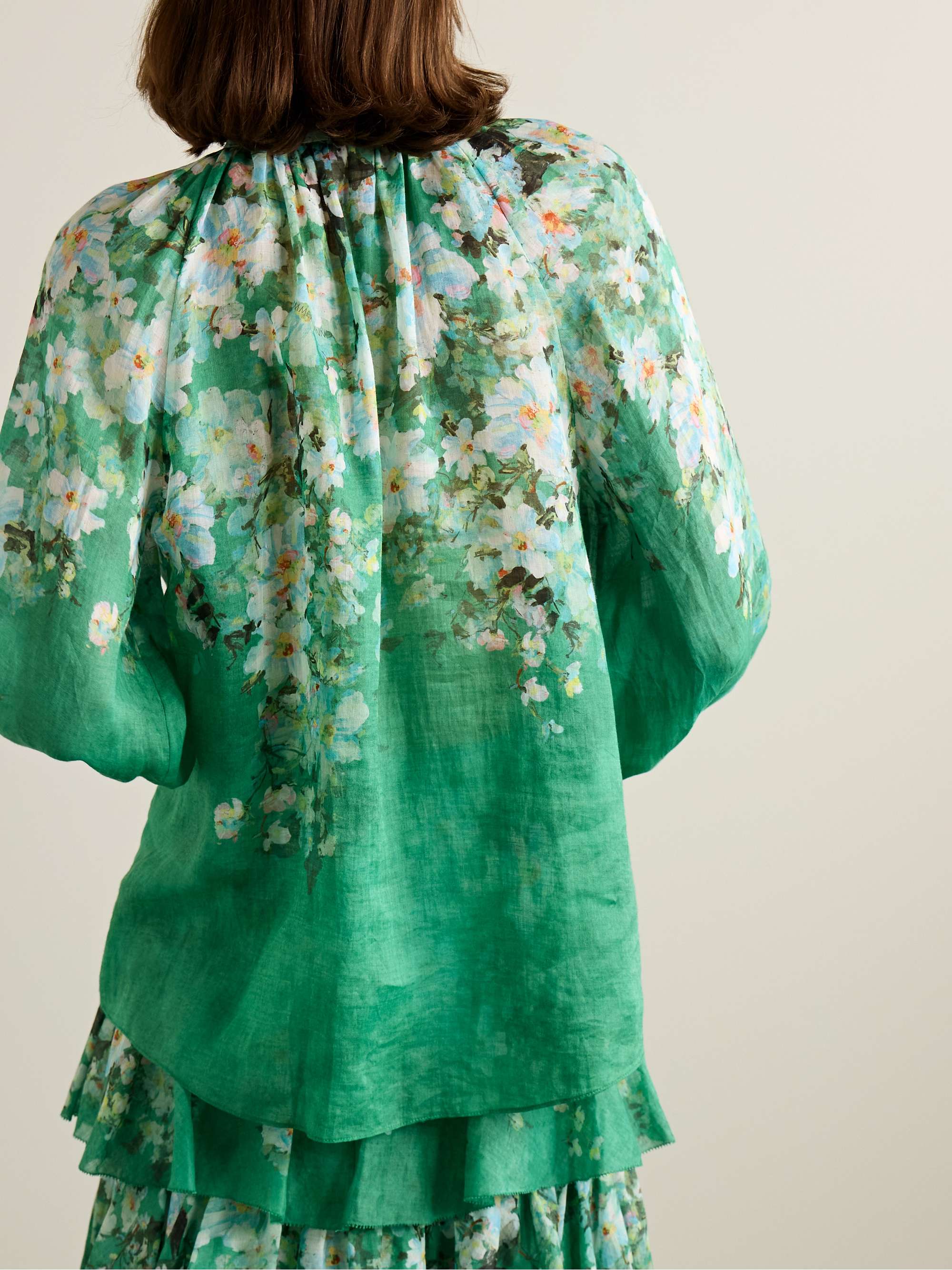 Everley floral-print ramie blouse view