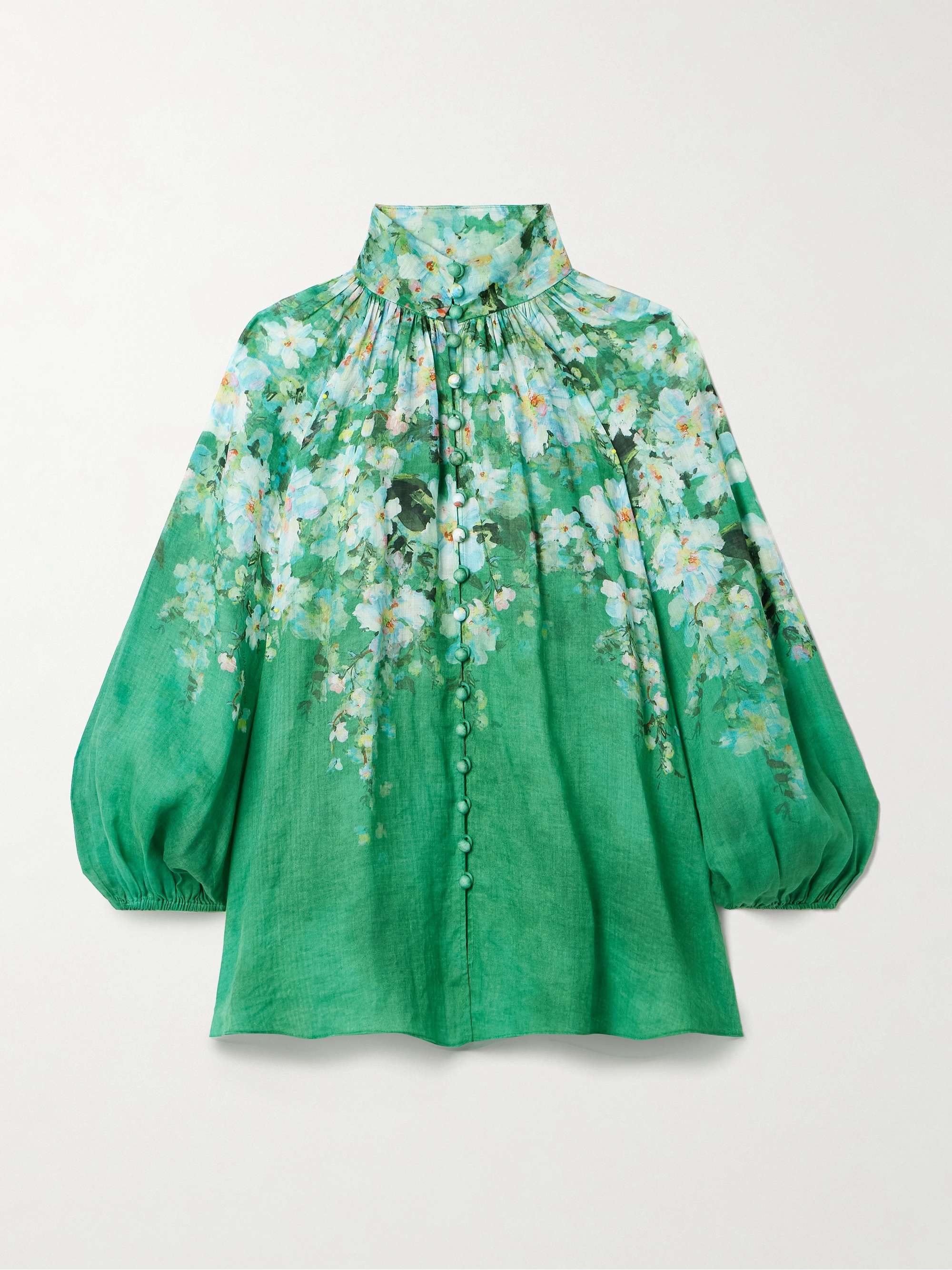 Everley floral-print ramie blouse view