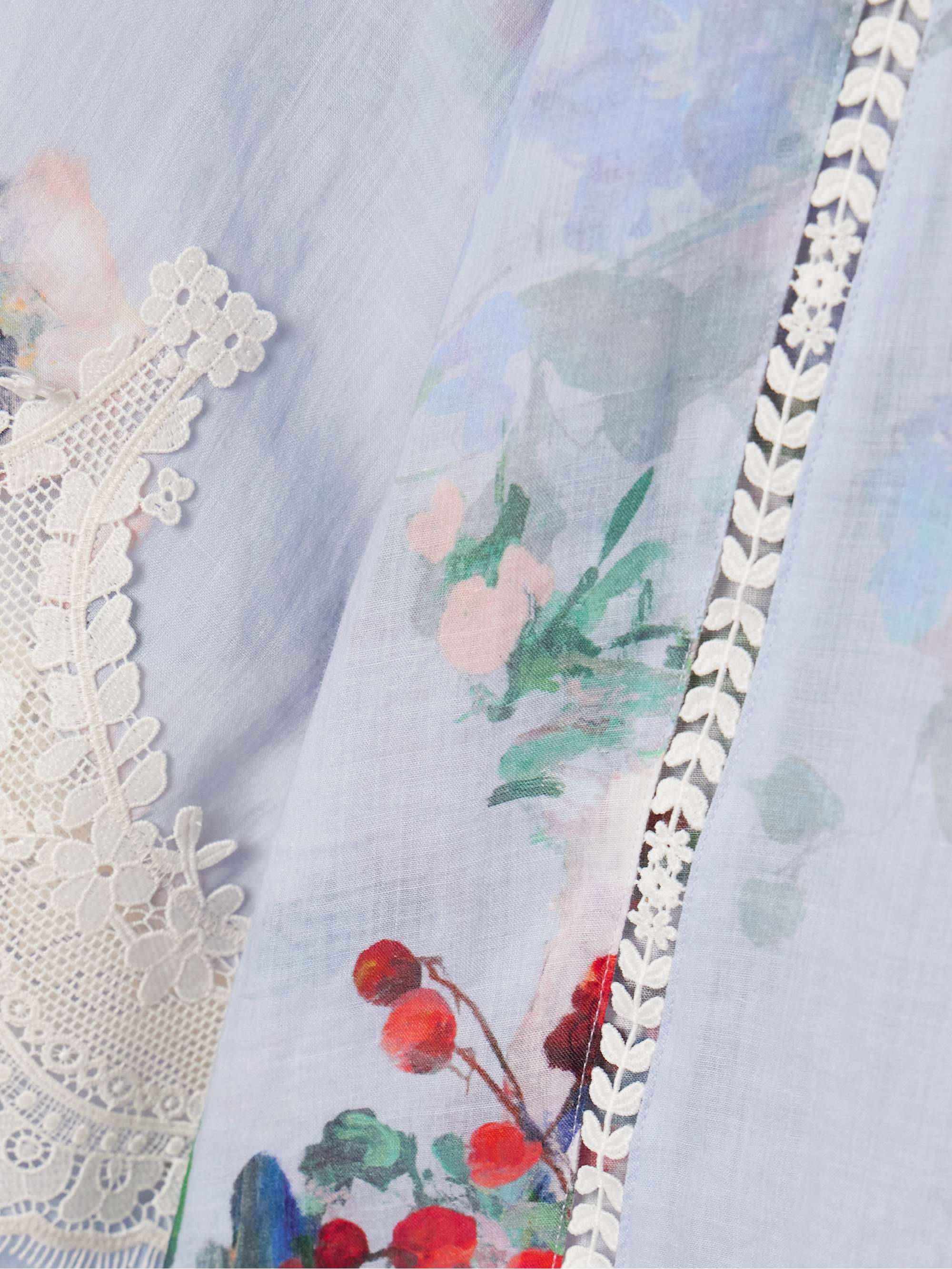 Everley lace-trimmed floral-print ramie shirt view
