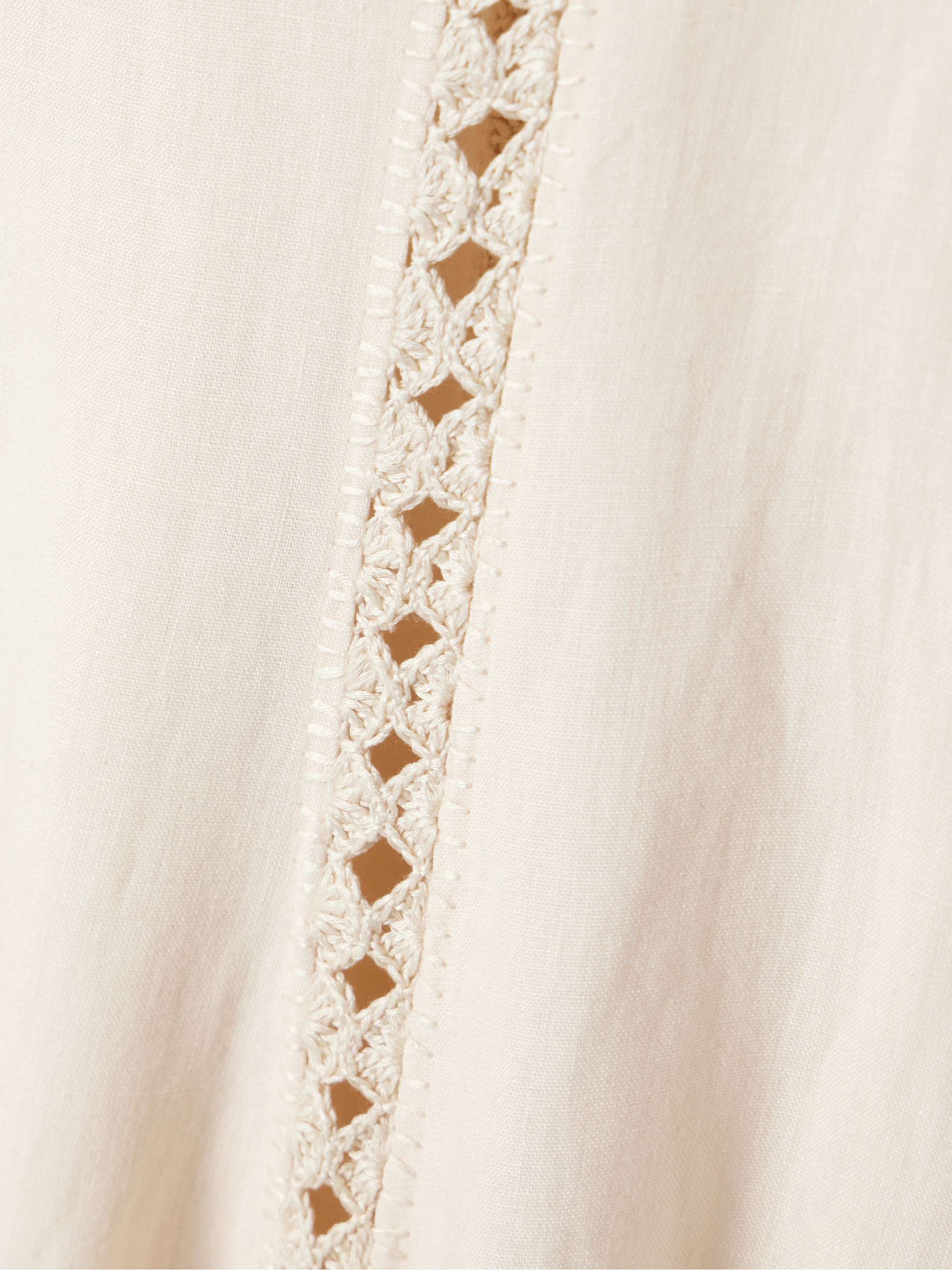Catamaran Ventures crochet-trimmed embroidered linen midi dress view