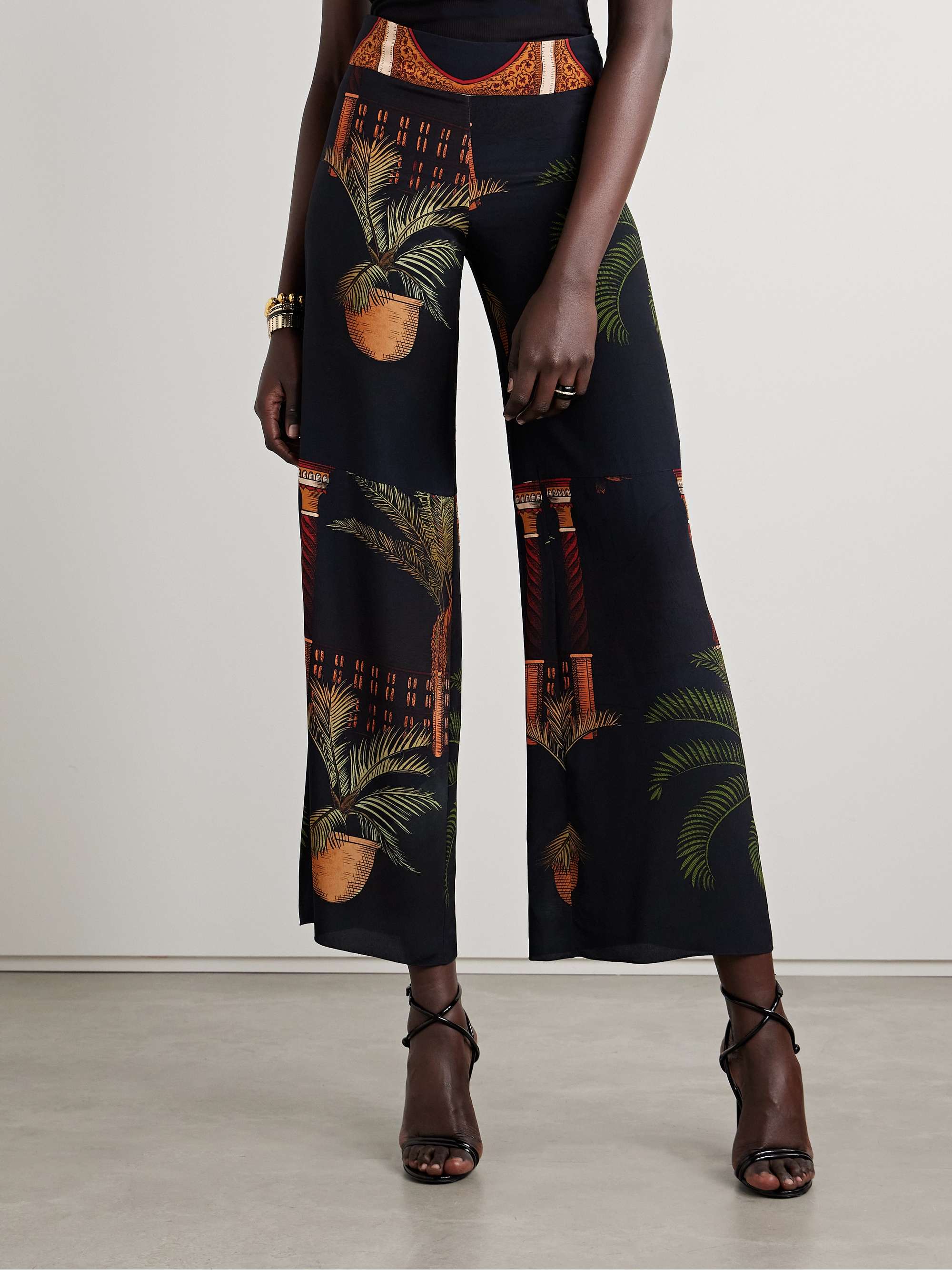 Mystic silk crepe de chine wide-leg pants view