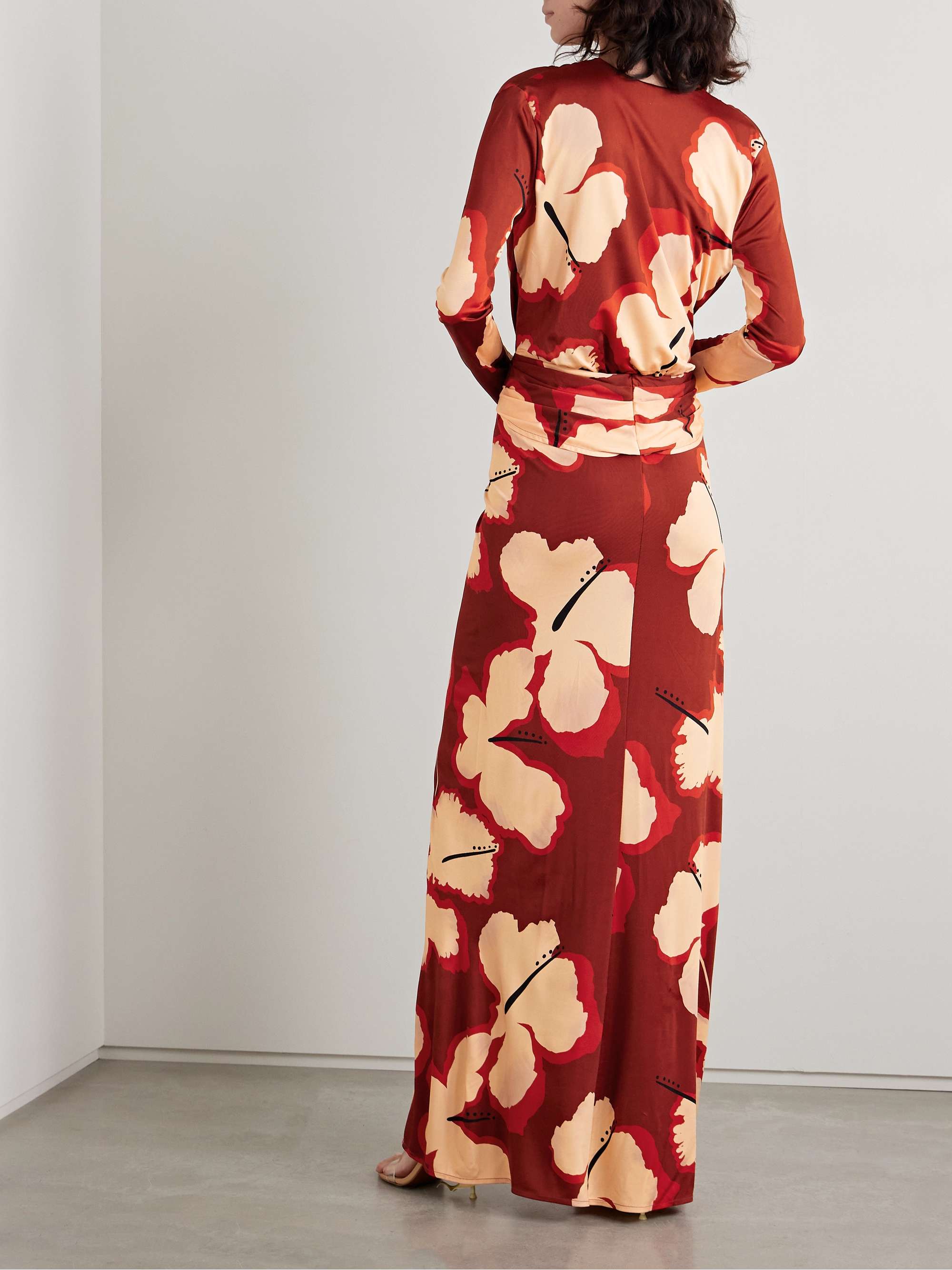 Coral Marino draped printed stretch-jersey maxi dress view