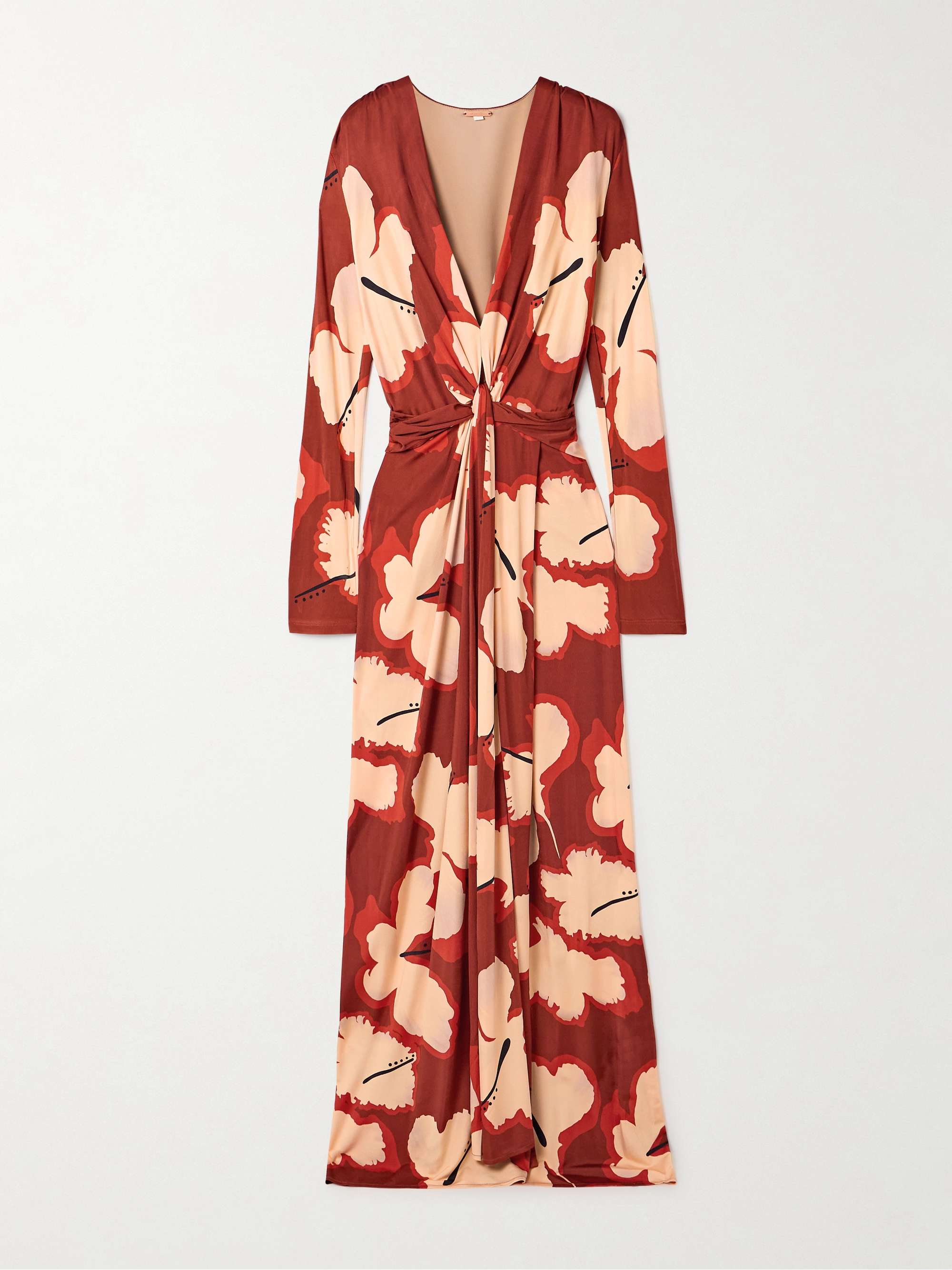 Coral Marino draped printed stretch-jersey maxi dress view