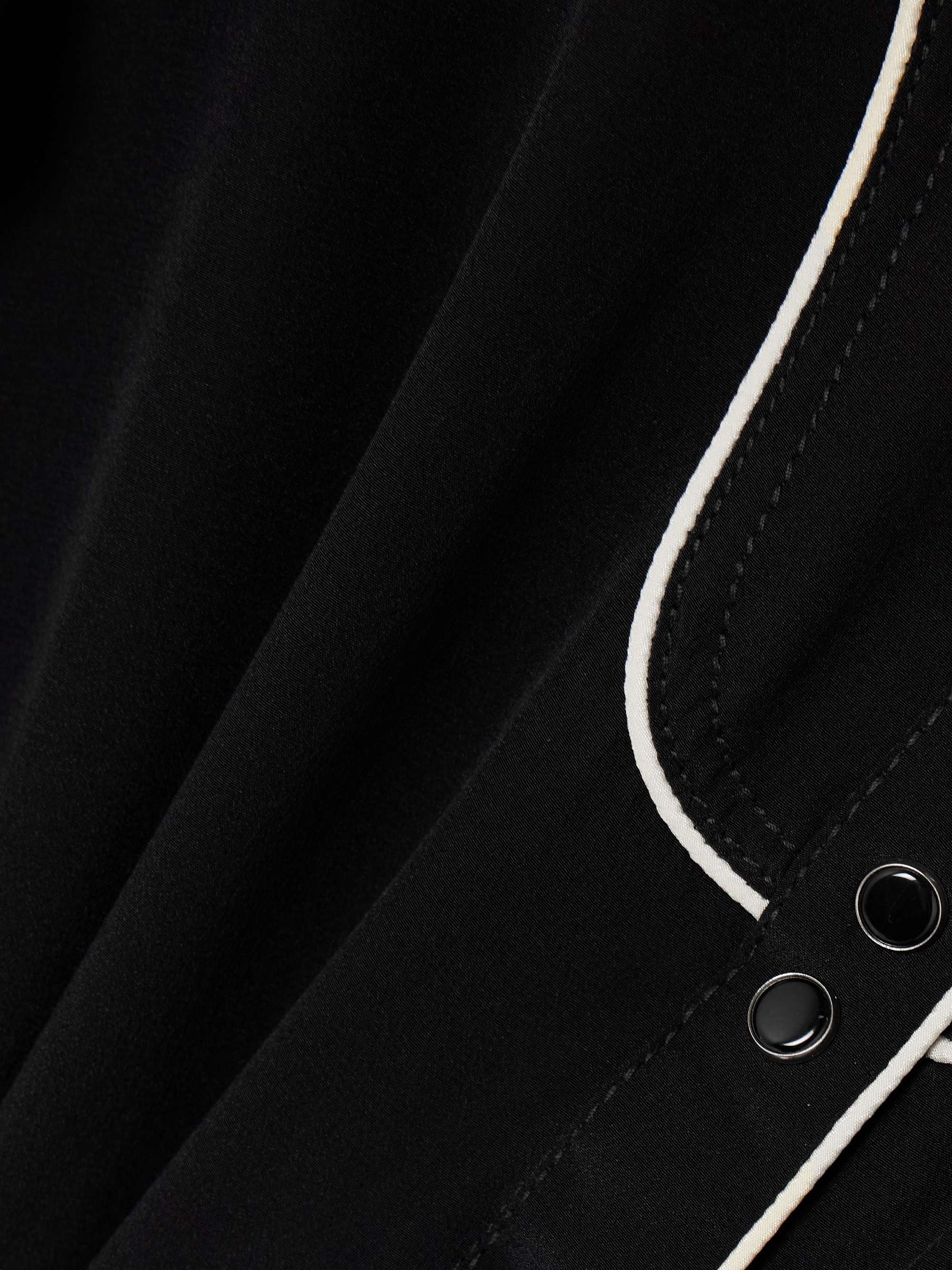 High Tides scarf-detailed piped silk shirt view