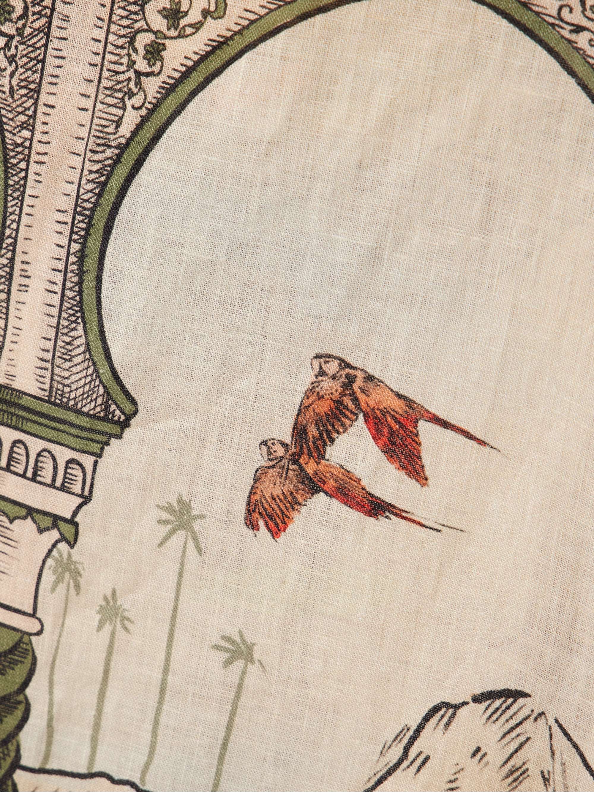 Cartagening tasseled straw-trimmed printed linen-voile midi dress view