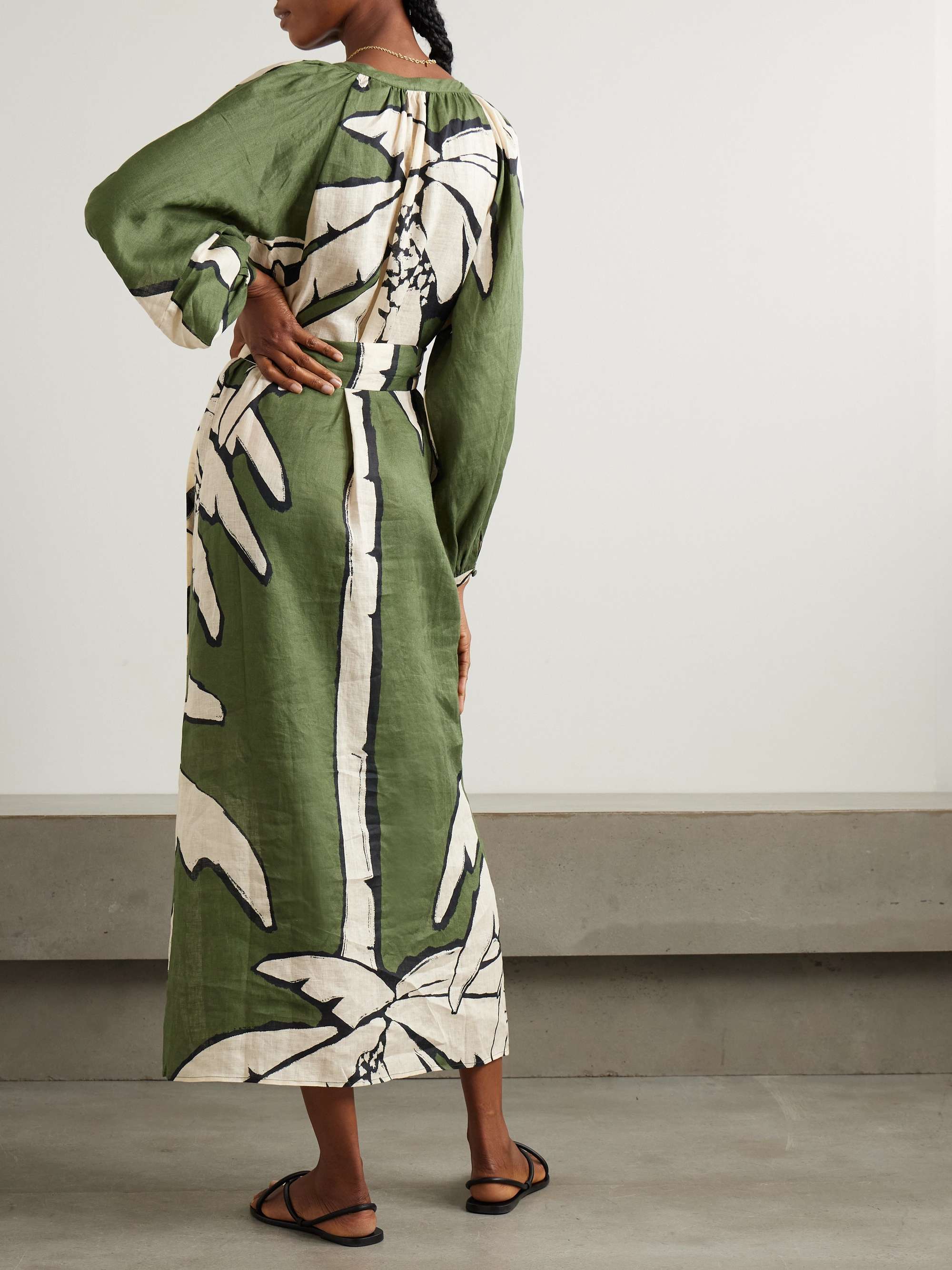 Weaving Weves belted printed linen maxi dress view