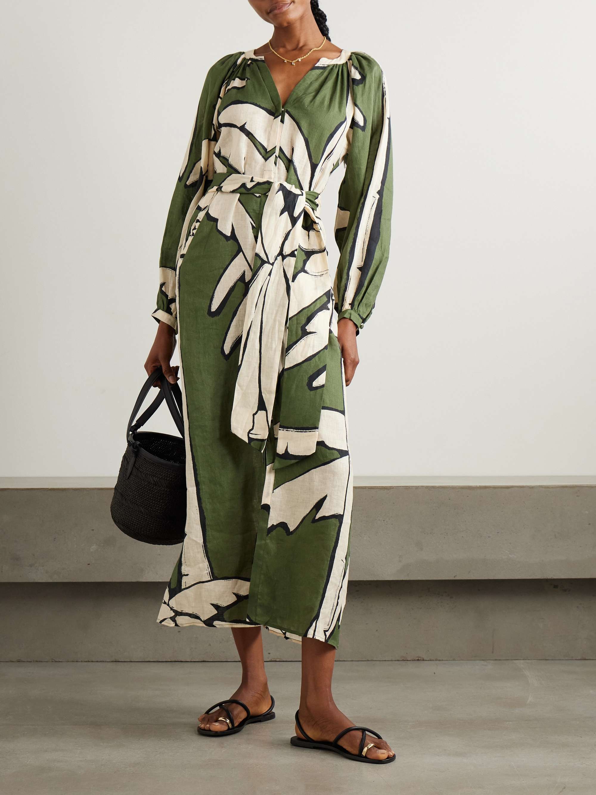 Weaving Weves belted printed linen maxi dress view