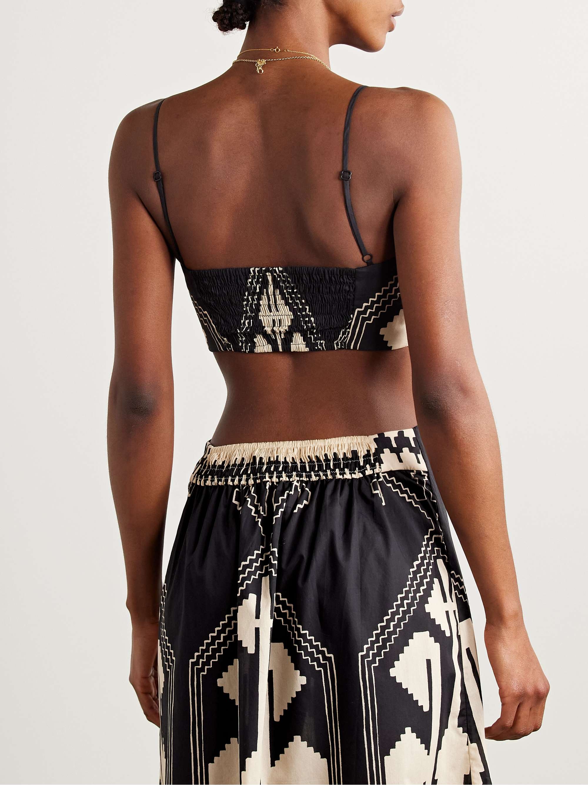 Nudos Del Mar cropped printed cotton-poplin top view