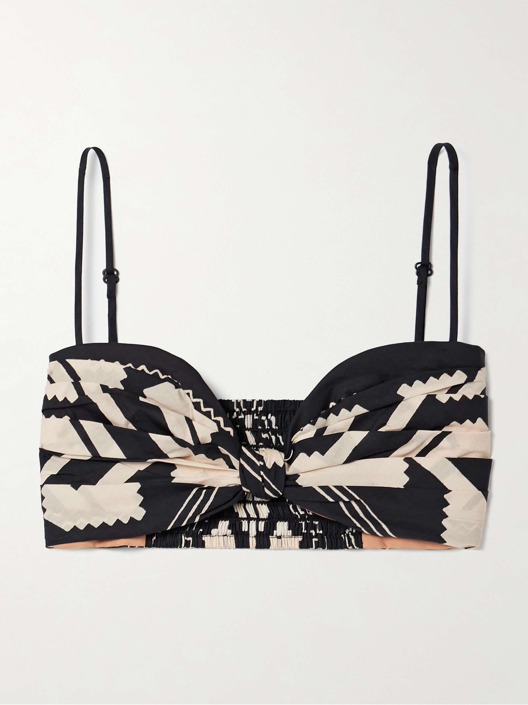 Nudos Del Mar cropped printed cotton-poplin top view