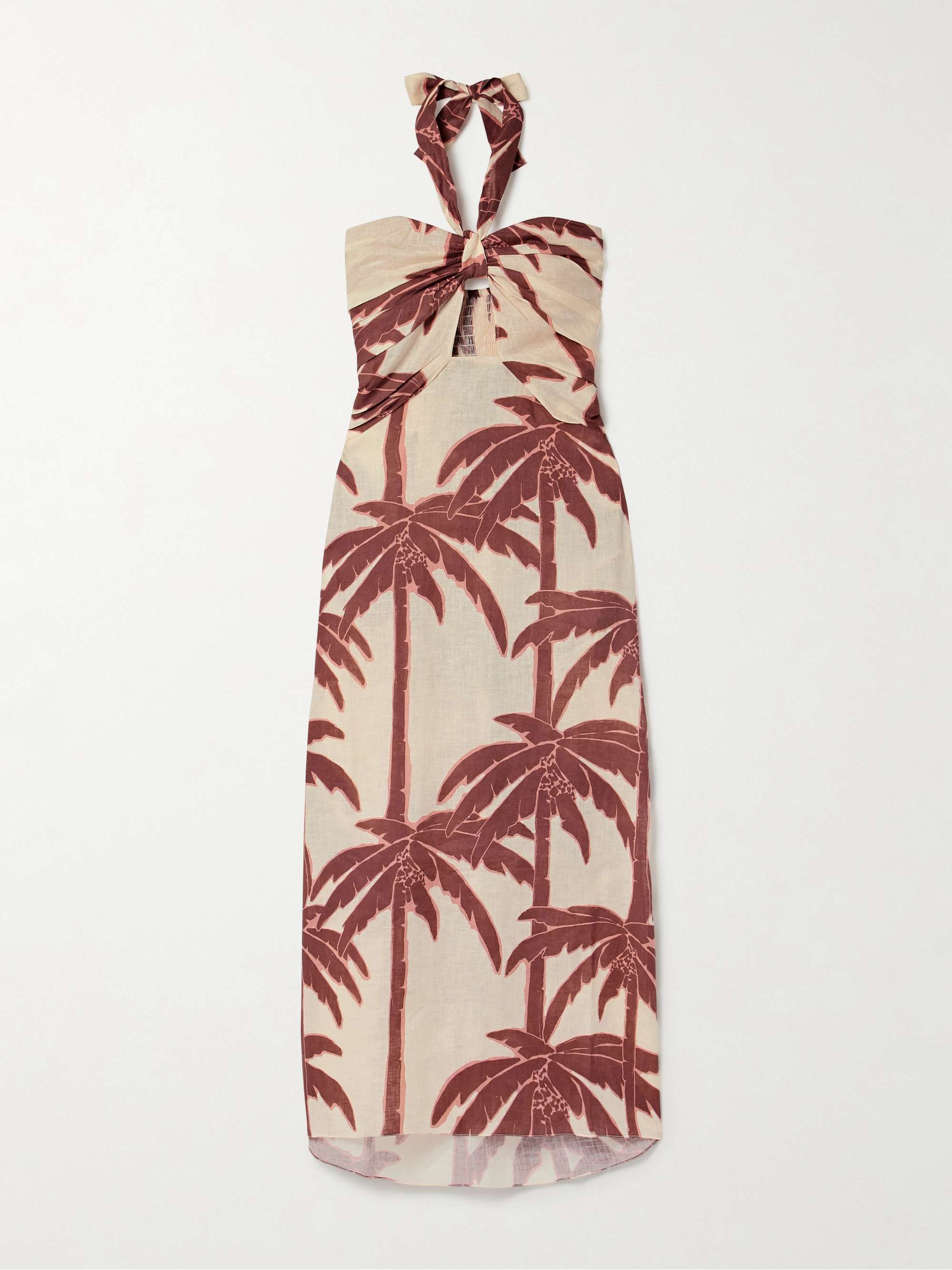 Water Adventure cutout printed linen halterneck midi dress view