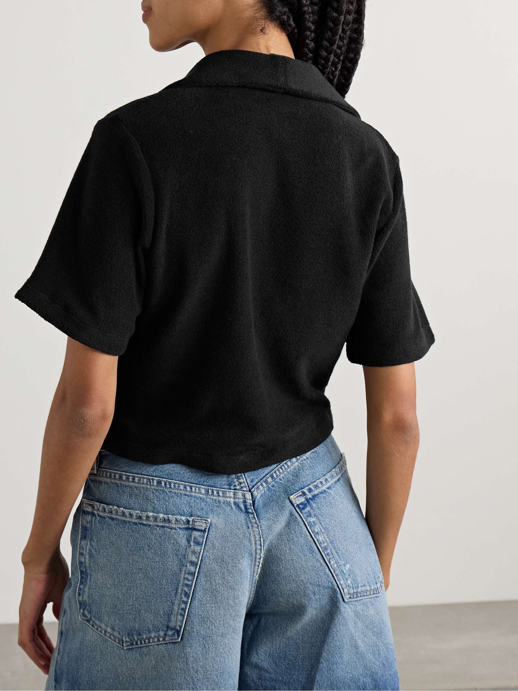 Misty Hem cropped cotton-terry shirt view