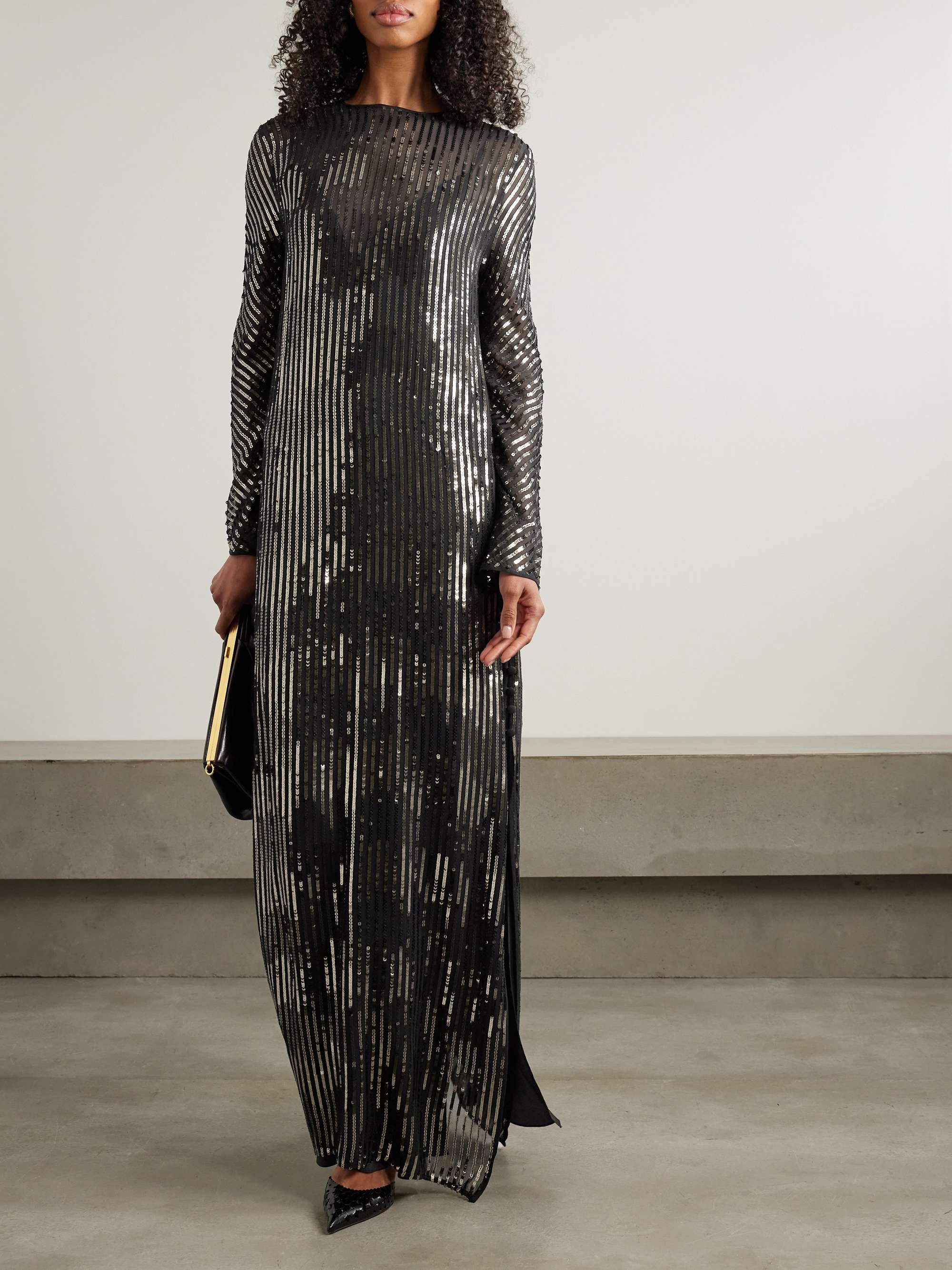 Actitud Nautica sequinned tulle maxi dress view