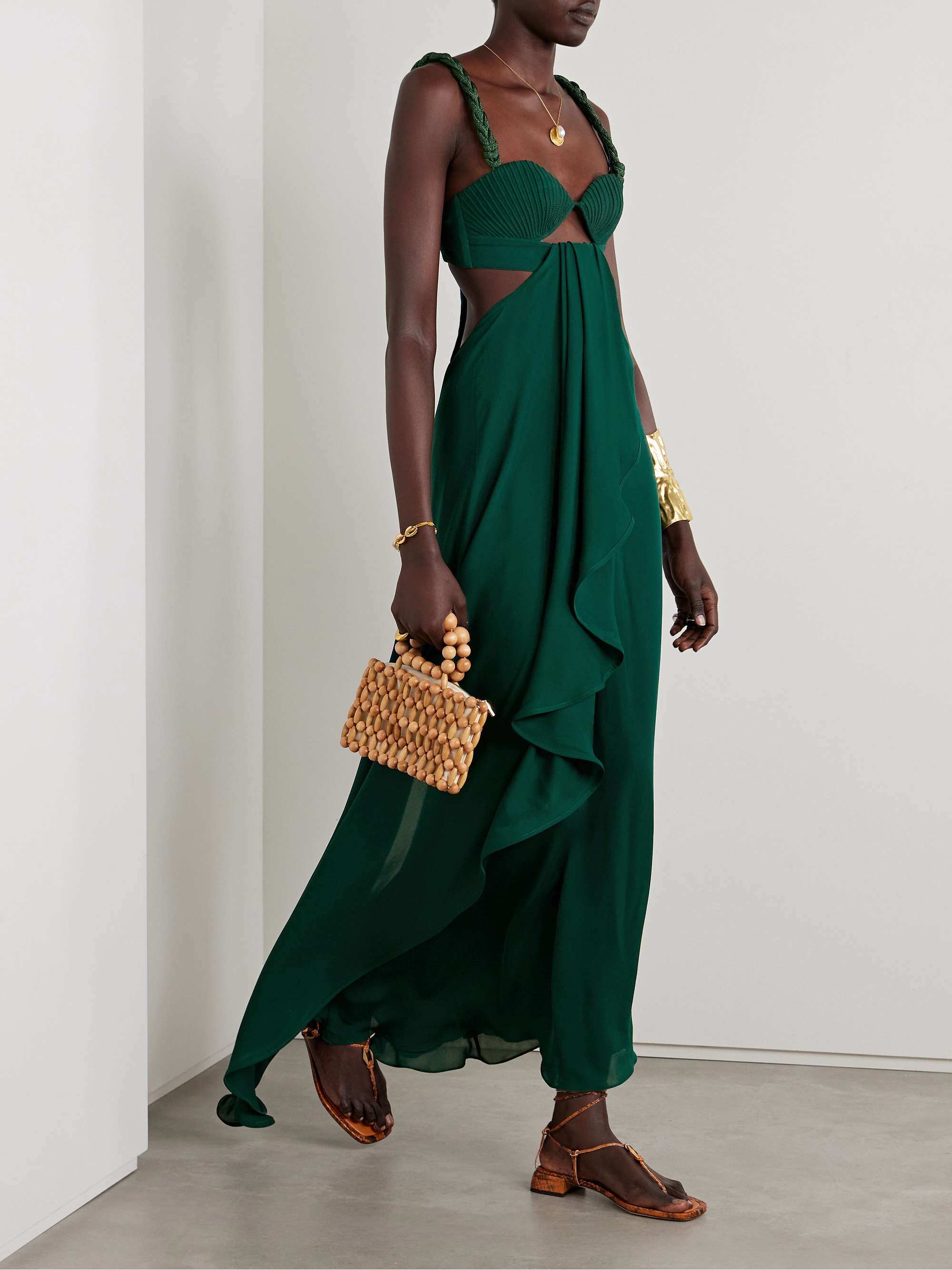 Sea Poem cutout draped silk crepe de chine maxi dress view