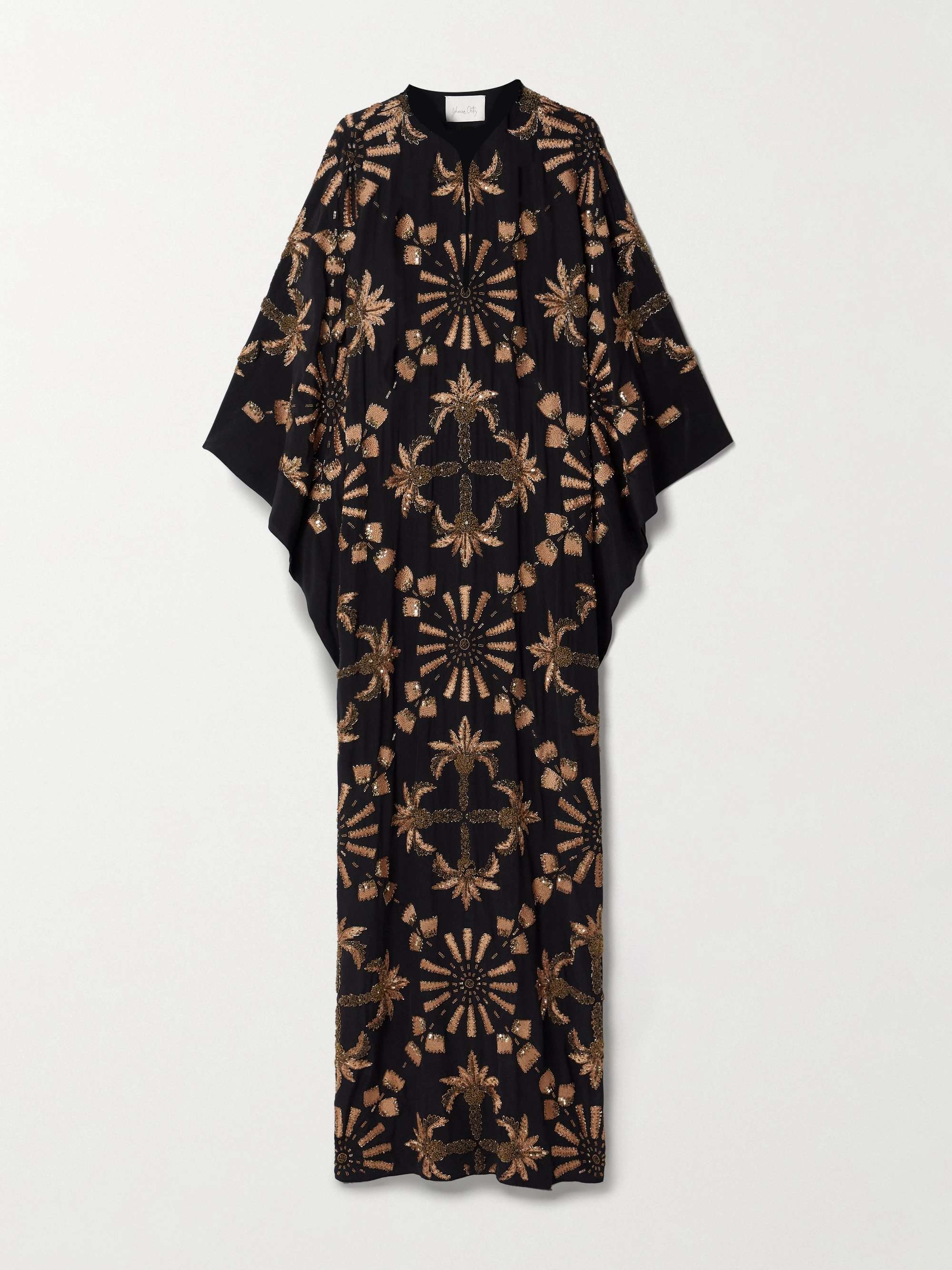 Golden Hour embellished embroidered silk crepe de chine maxi dress view