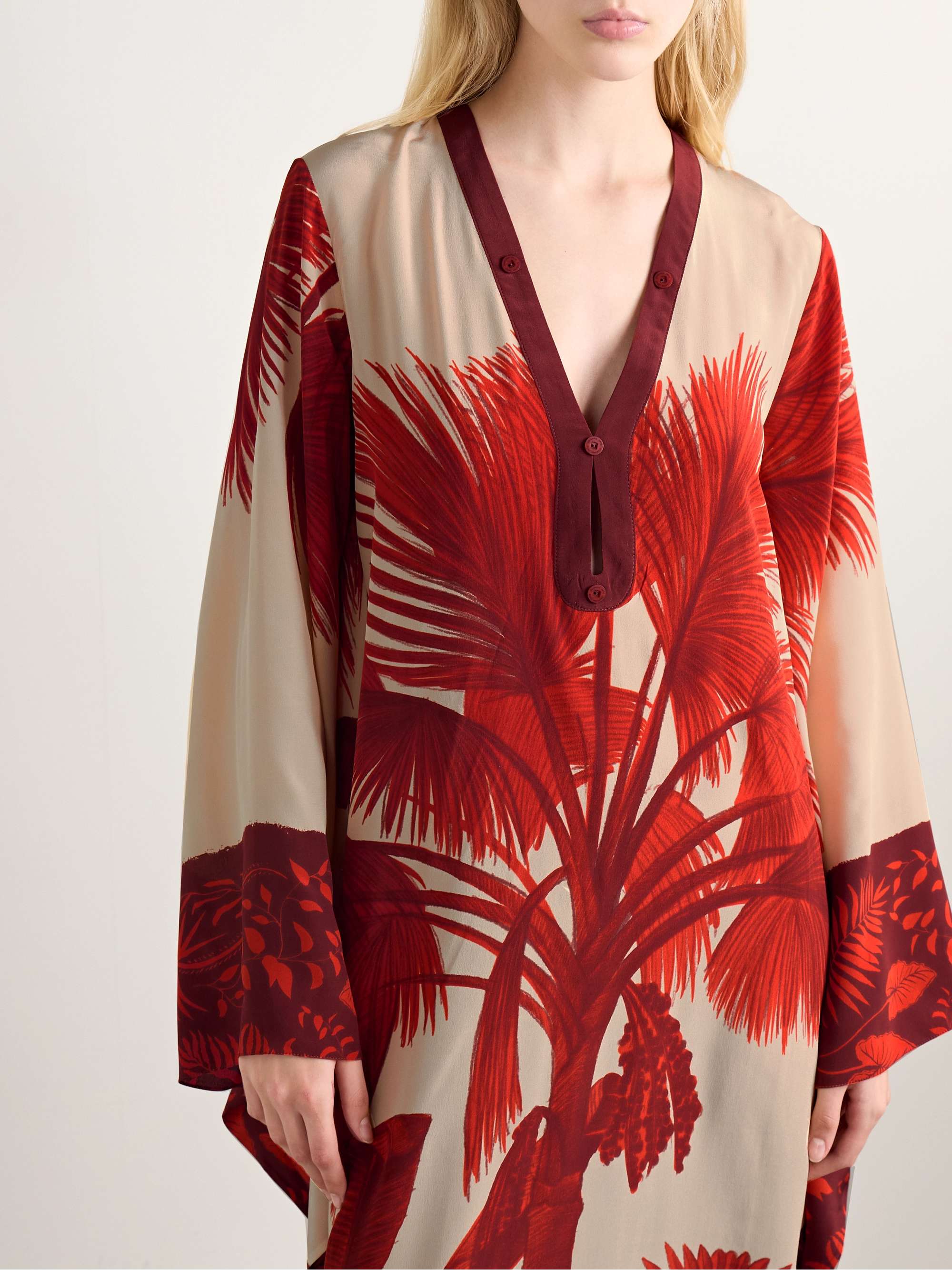 Southern Tropics oversized embellished printed silk crepe de chine maxi dress view
