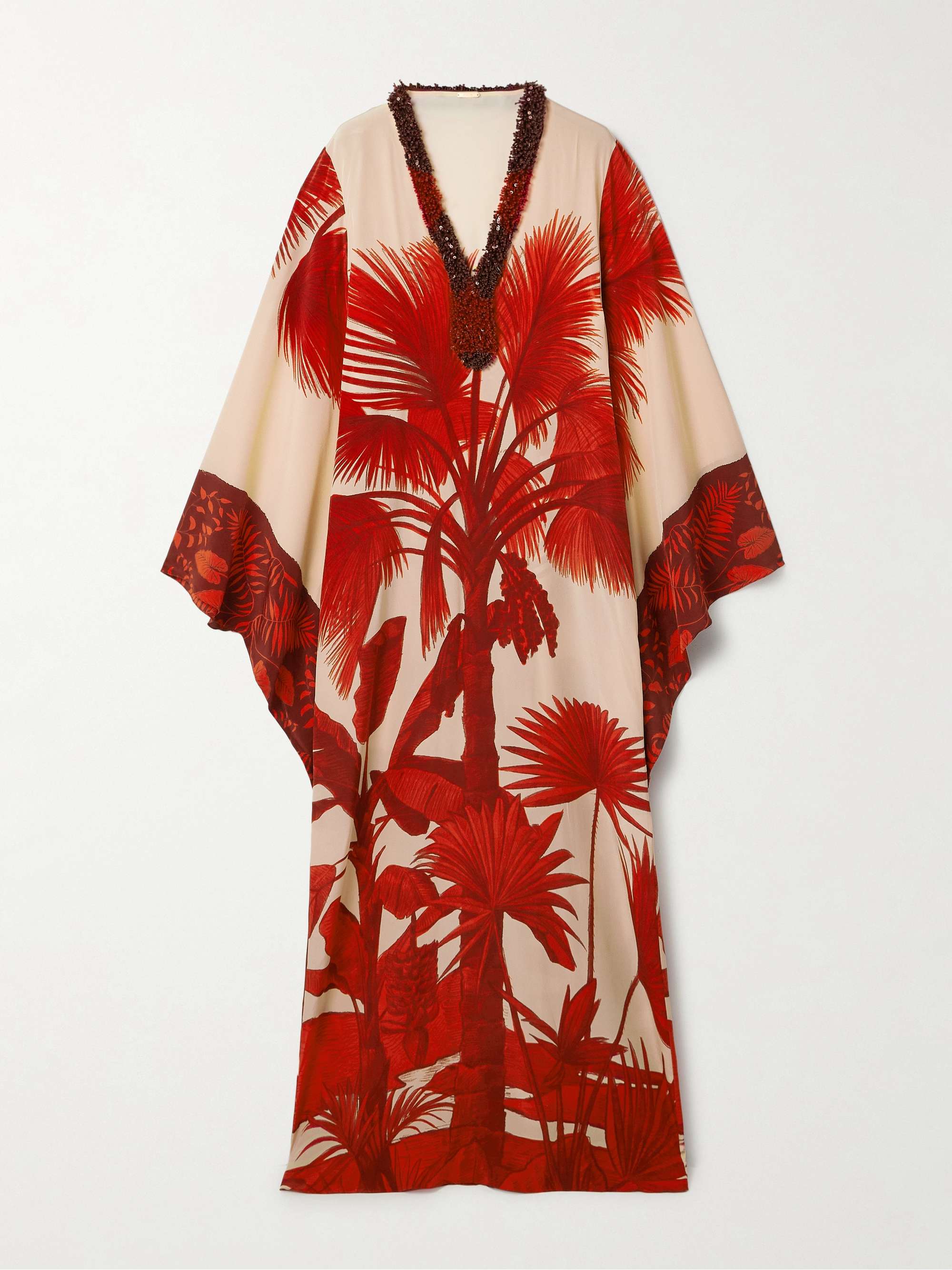 Southern Tropics oversized embellished printed silk crepe de chine maxi dress view
