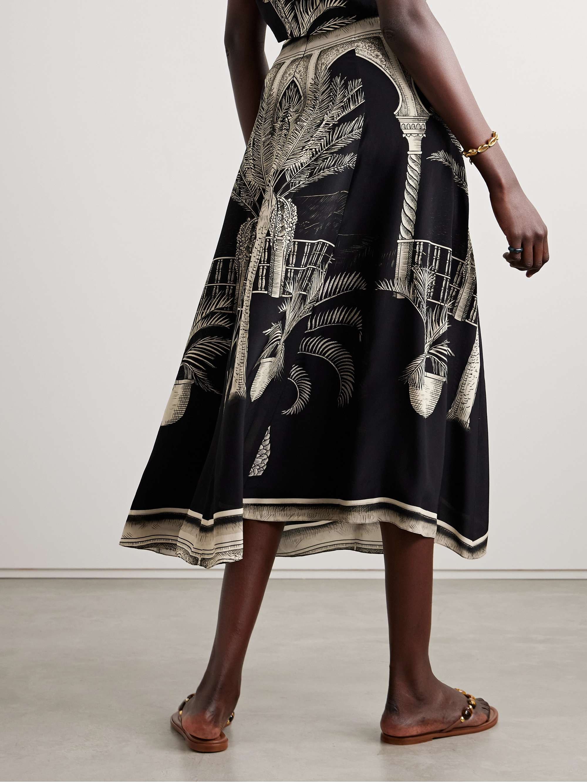 Poems of the Sea printed silk crepe de chine midi skirt view
