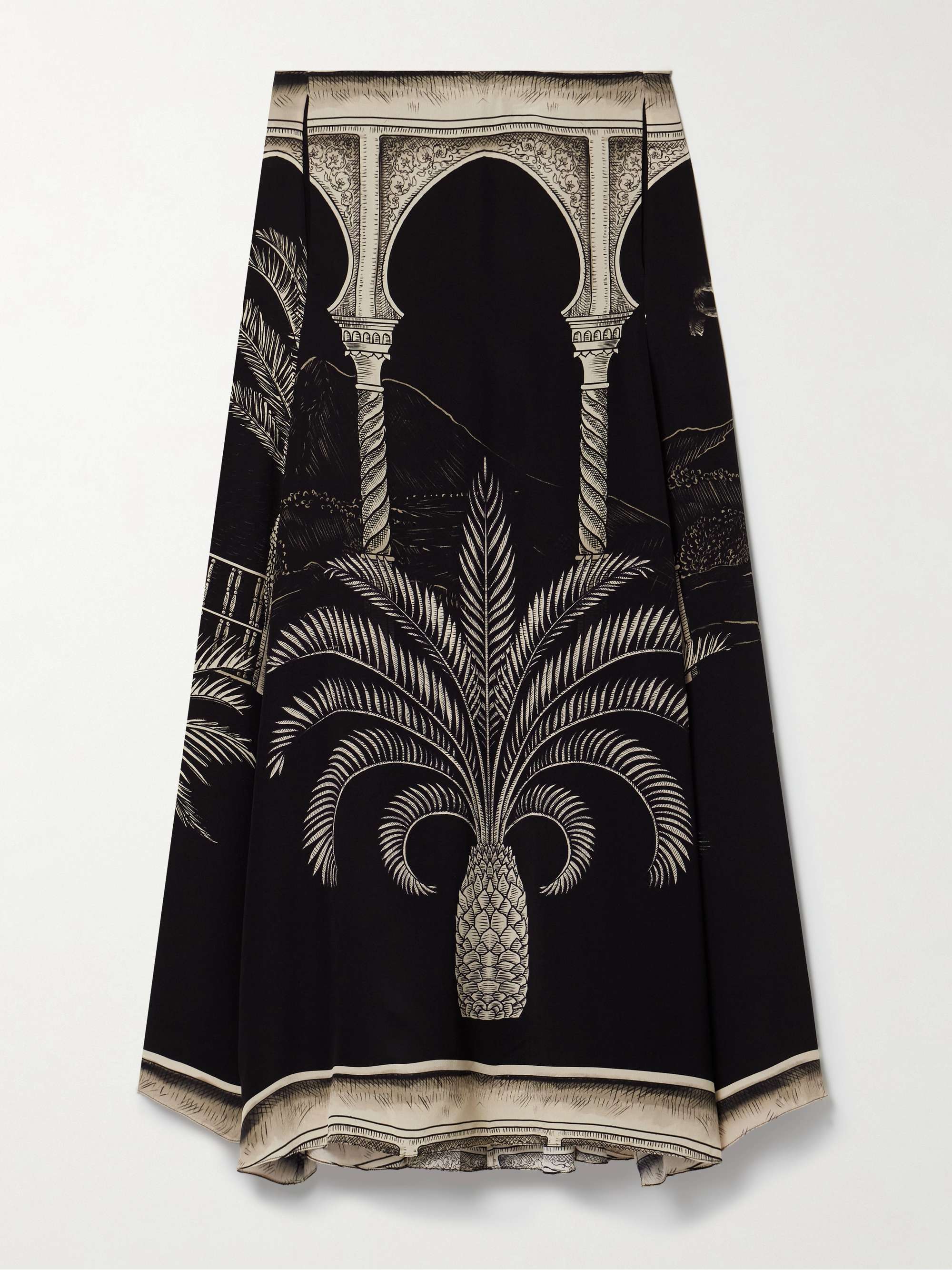 Poems of the Sea printed silk crepe de chine midi skirt view
