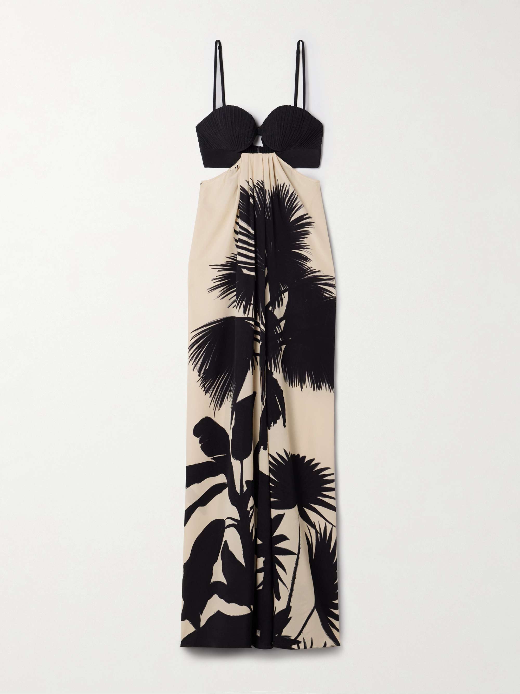 Fascination of the East open-back pleated printed silk crepe de chine maxi dress view