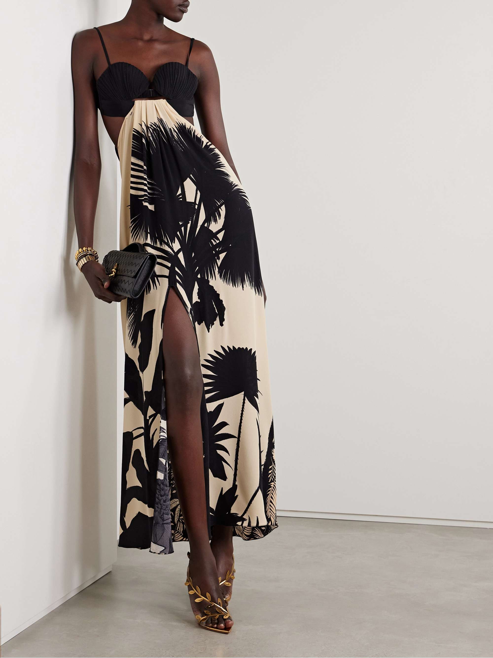 Fascination of the East open-back pleated printed silk crepe de chine maxi dress view