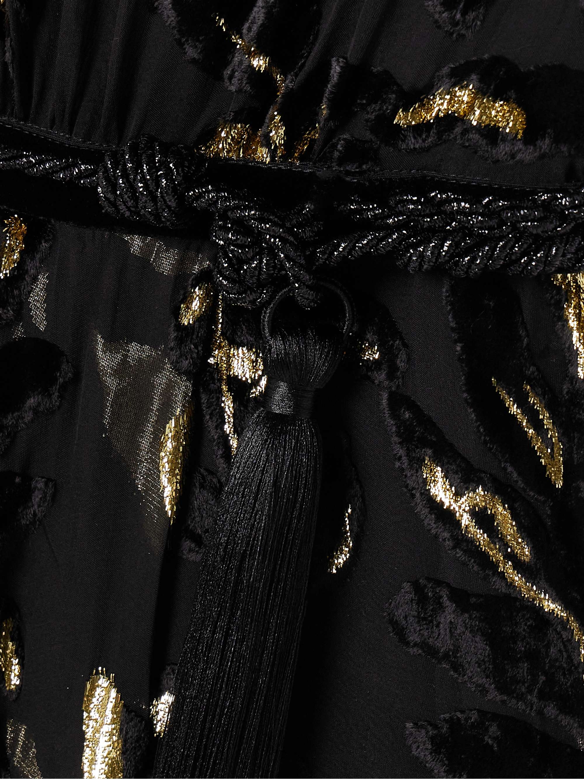Fancy Sea belted silk-blend metallic fil coupé devoré-velvet maxi dress view