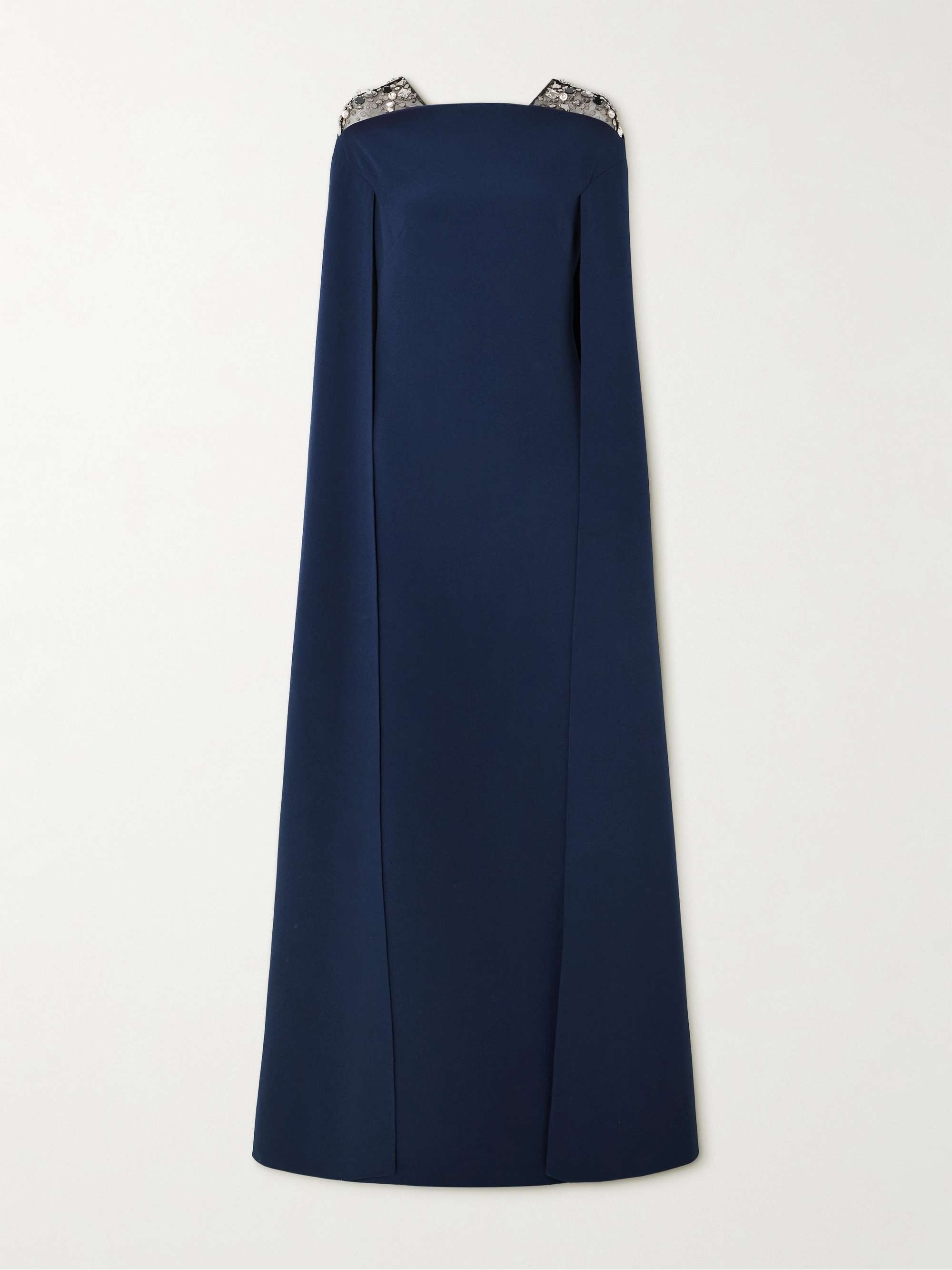 Aleyna cape-effect embellished tulle-trimmed crepe gown view