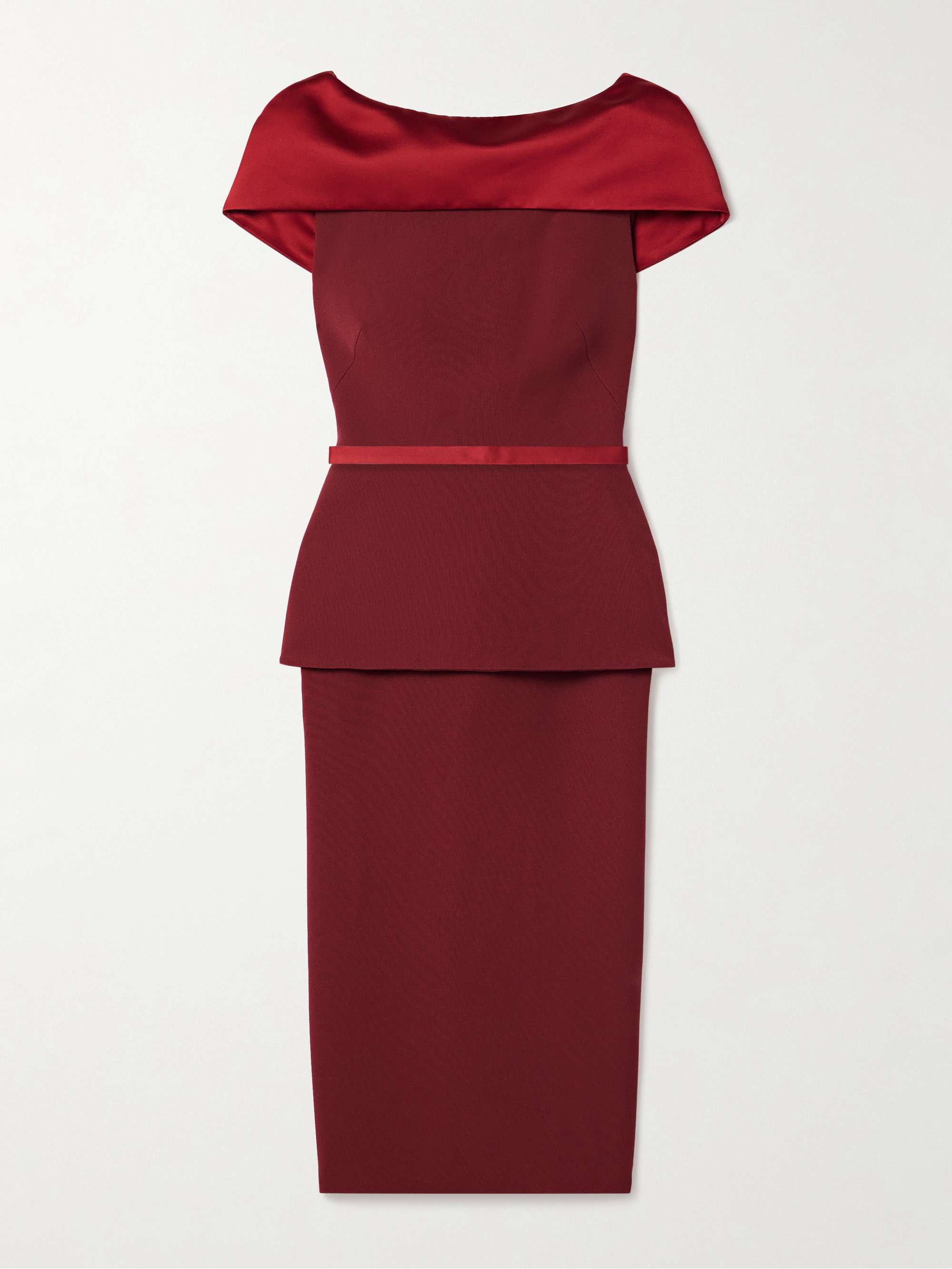 Rella satin-trimmed crepe midi dress view