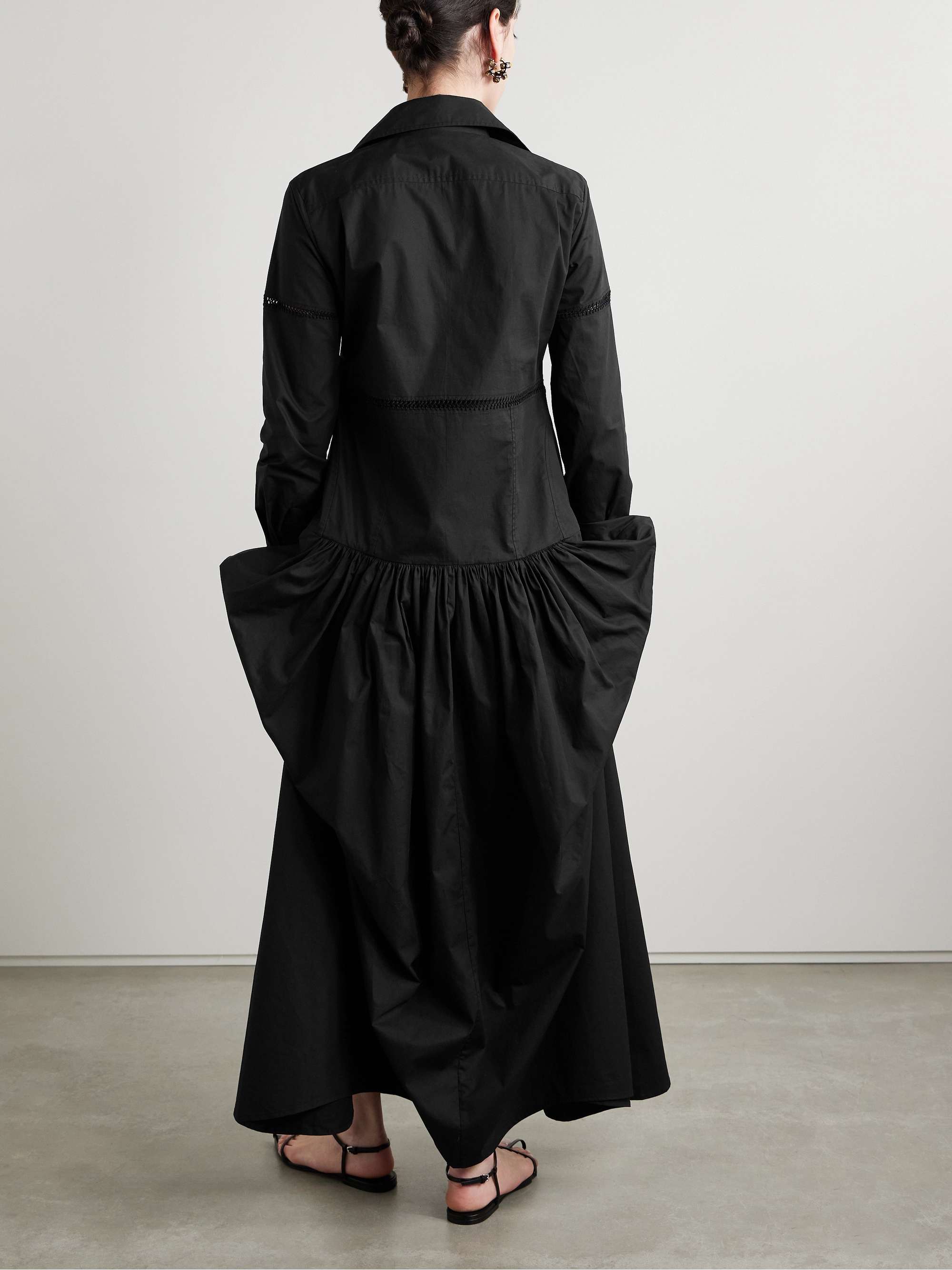 Ritual crochet-trimmed gathered cotton-poplin midi shirt dress view