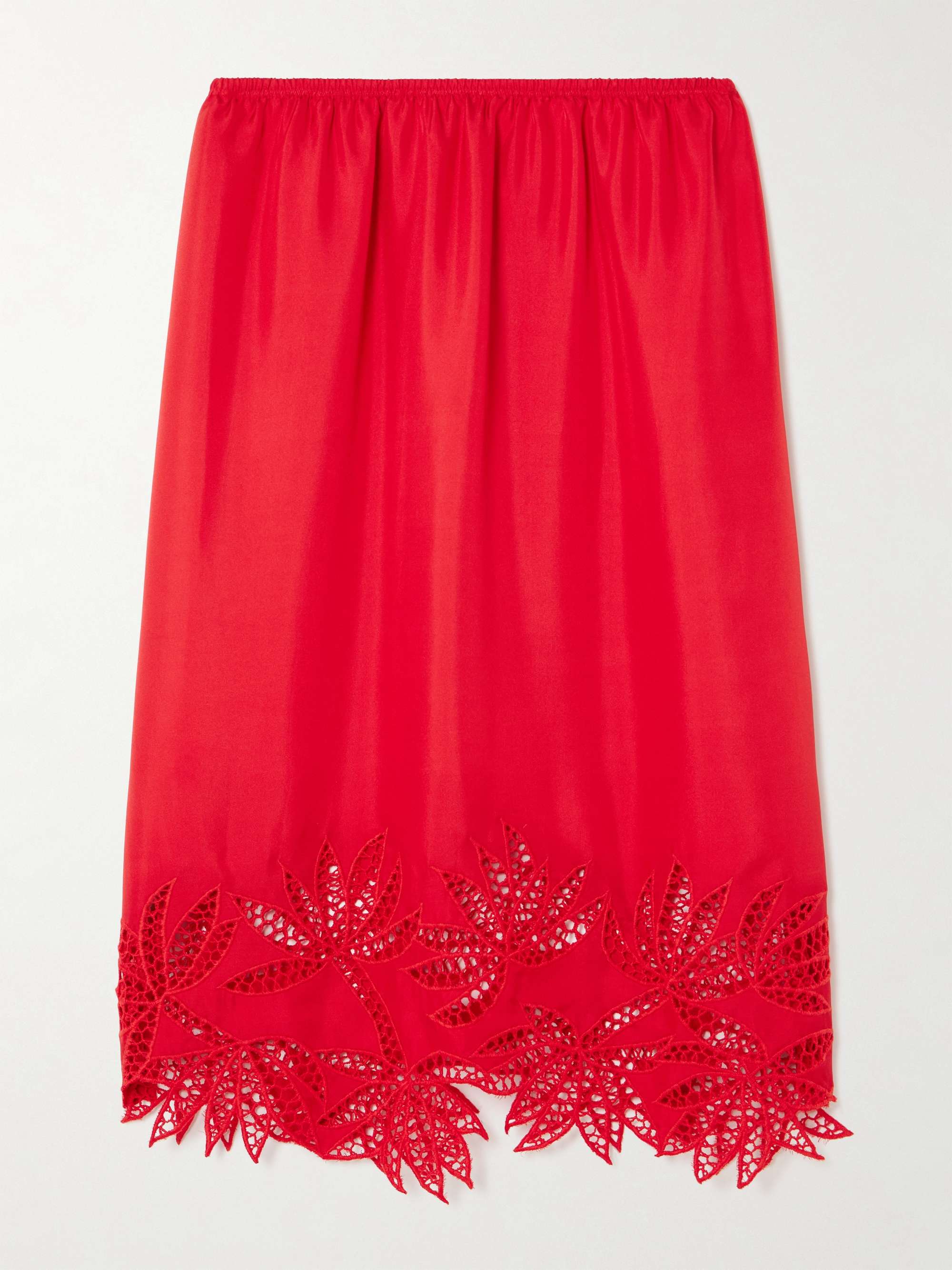 Coverley crocheted silk-satin midi skirt view