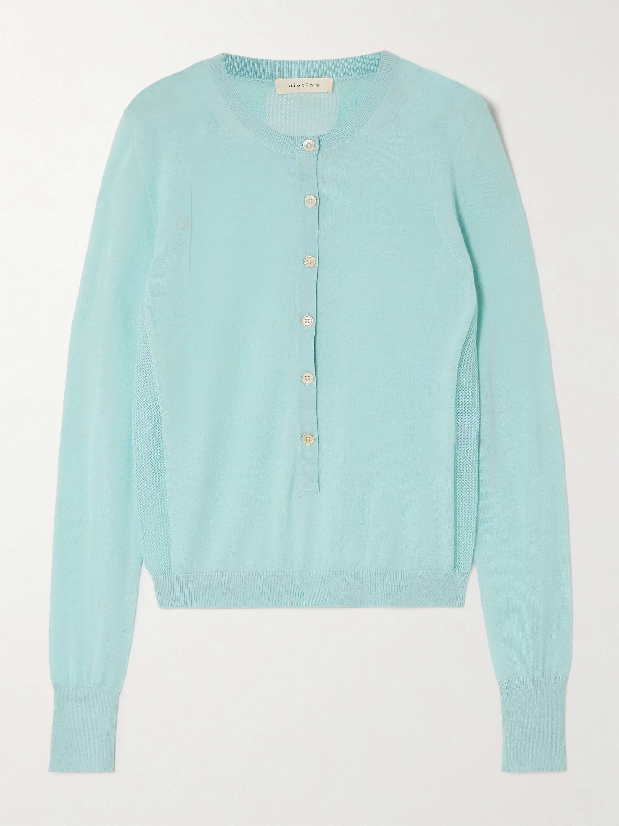 Barton pointelle-knit cashmere Henley sweater view