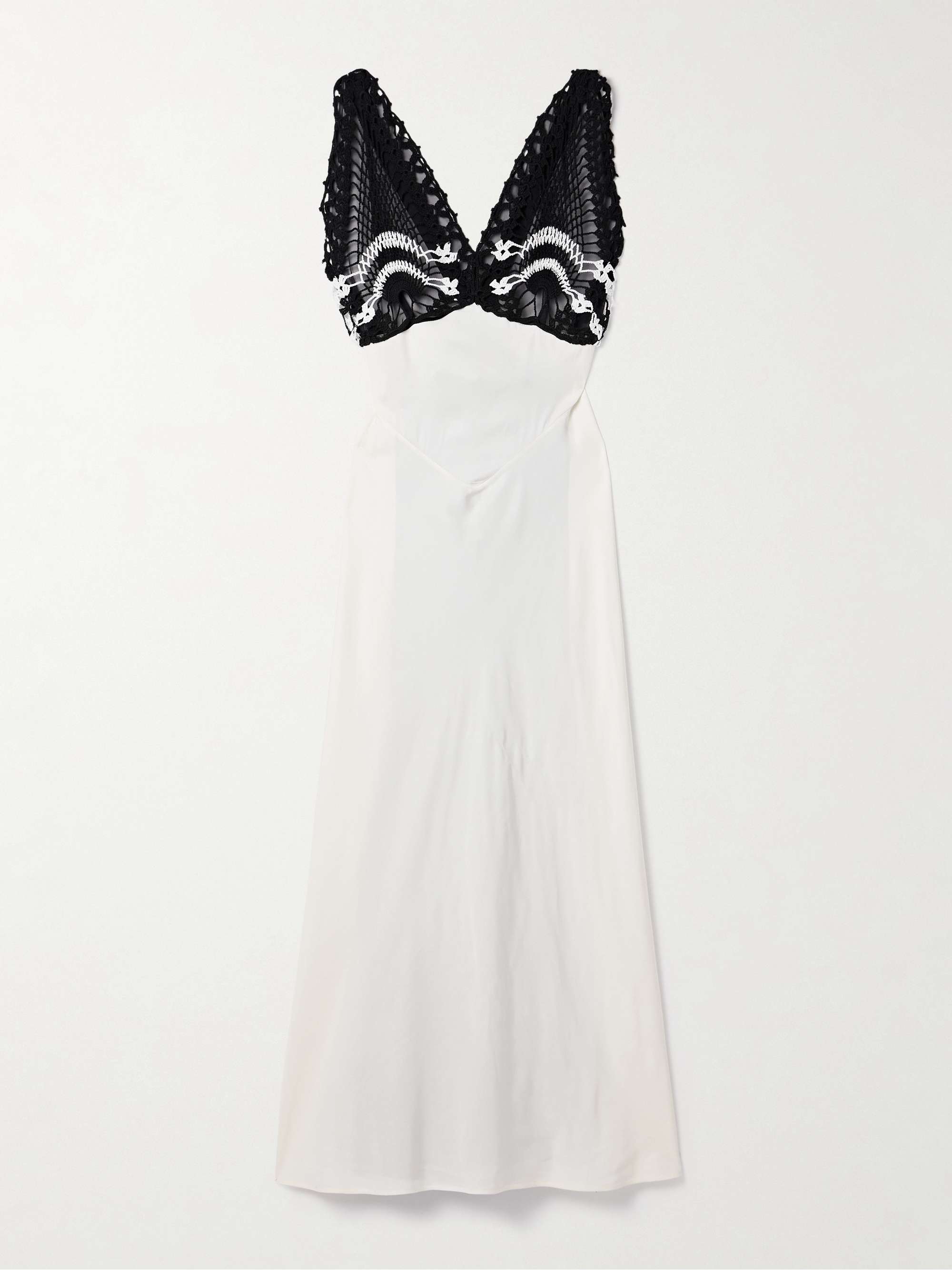 Pavona two-tone crocheted cotton-trimmed twill maxi dress view