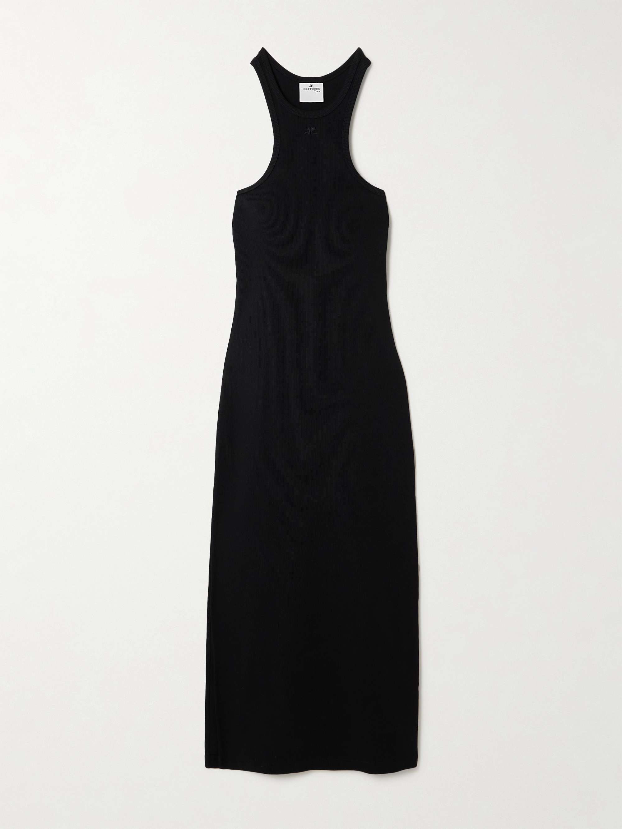 Embroidered ribbed cotton-jersey midi dress view