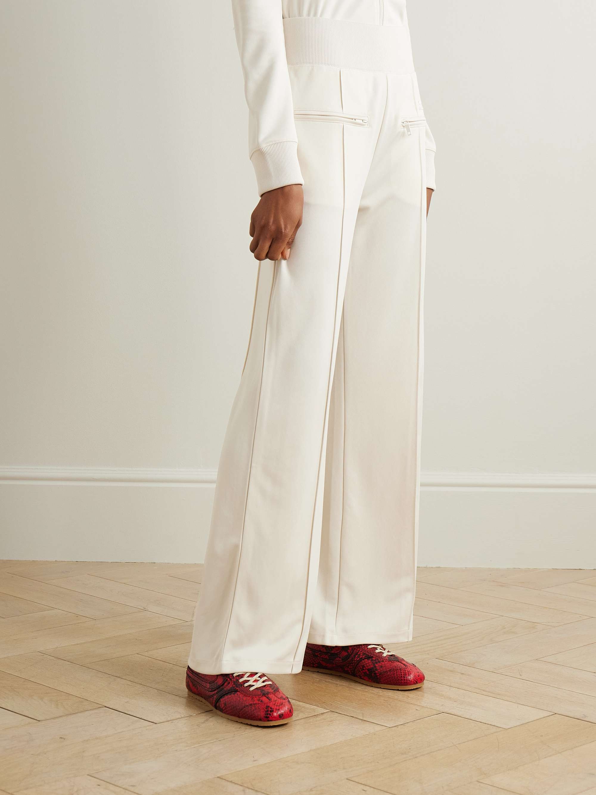 Interlock appliquéd jersey wide-leg track pants view