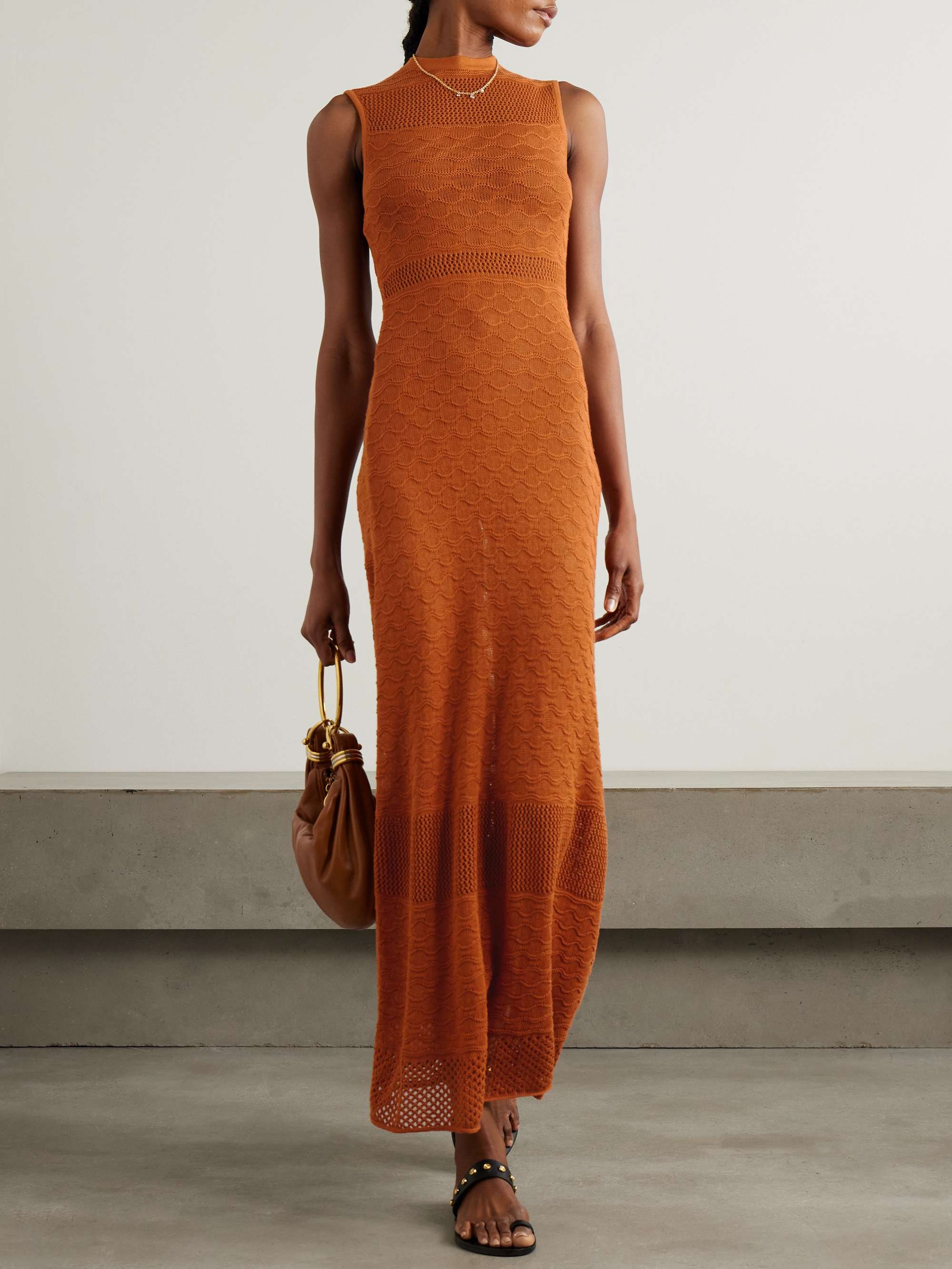 Frontera pointelle-knit cotton maxi dress view