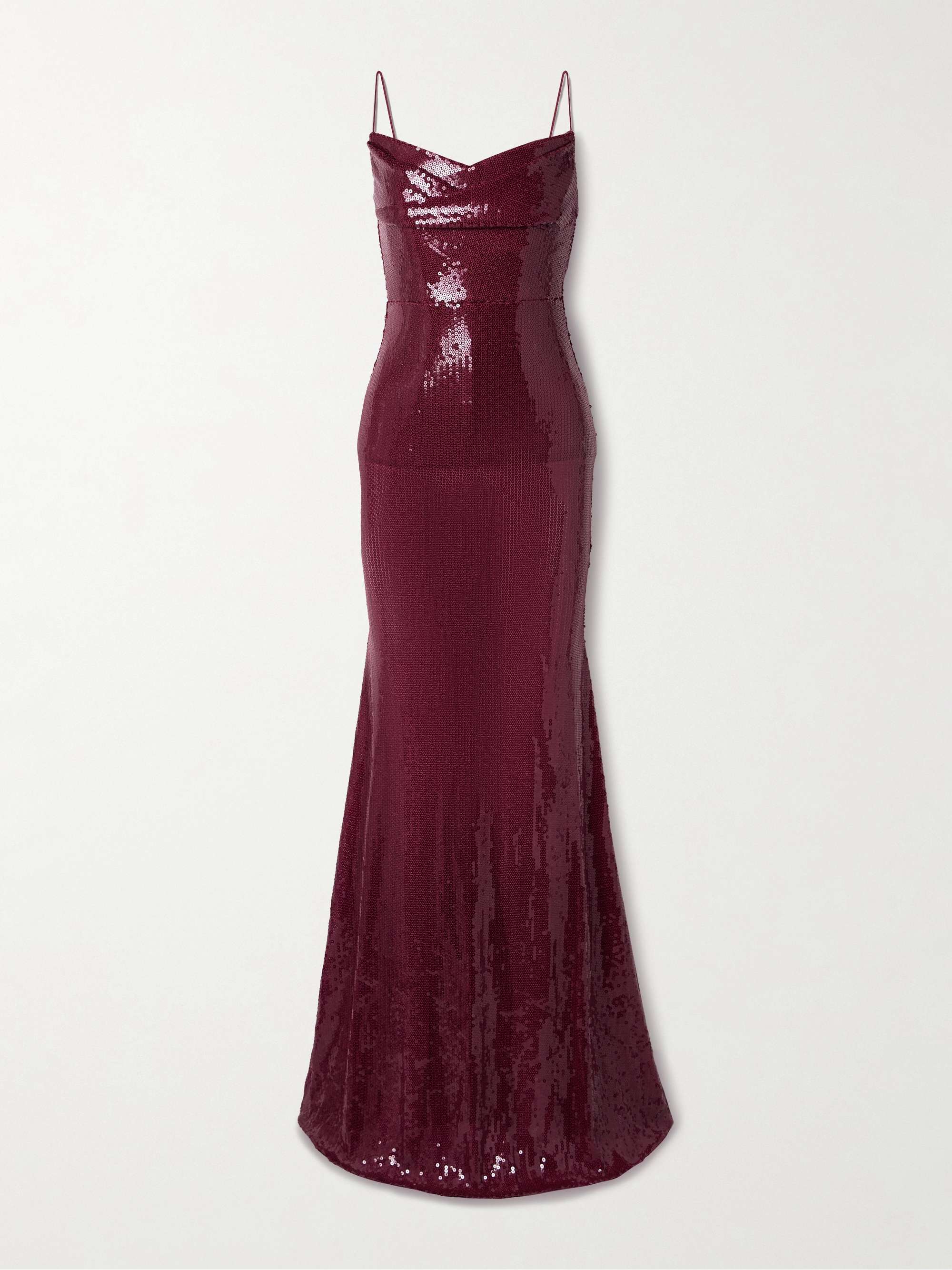Draped sequined tulle gown view