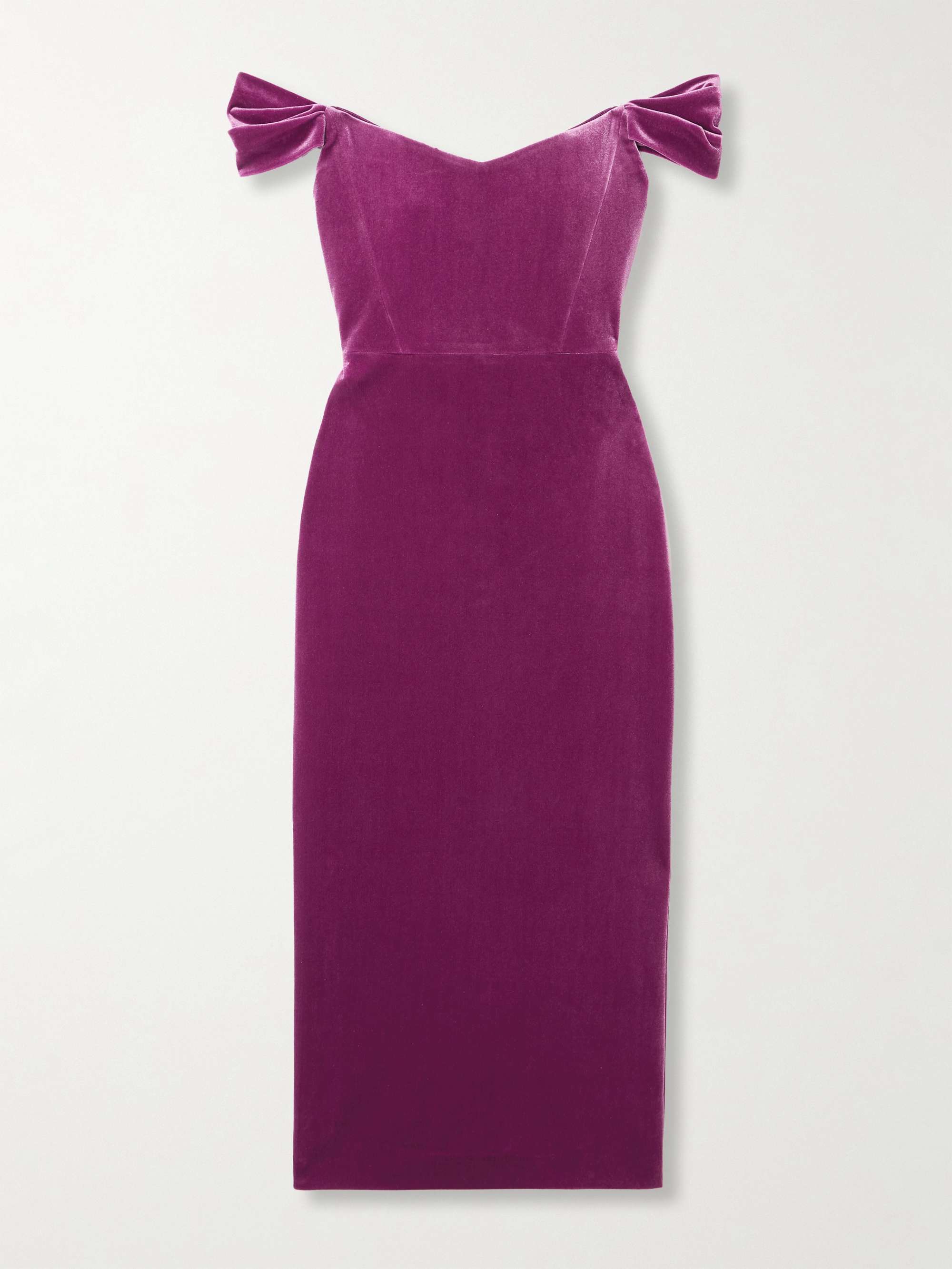 Off-the-shoulder stretch-velvet midi dress view