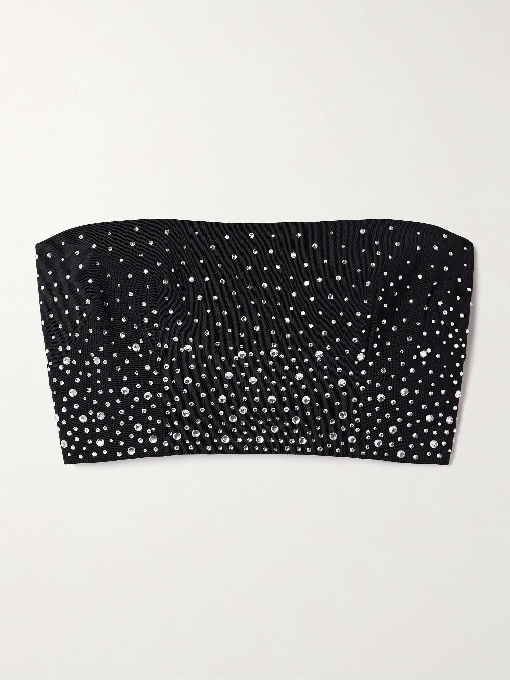 Strapless cropped crystal-embellished tulle top view