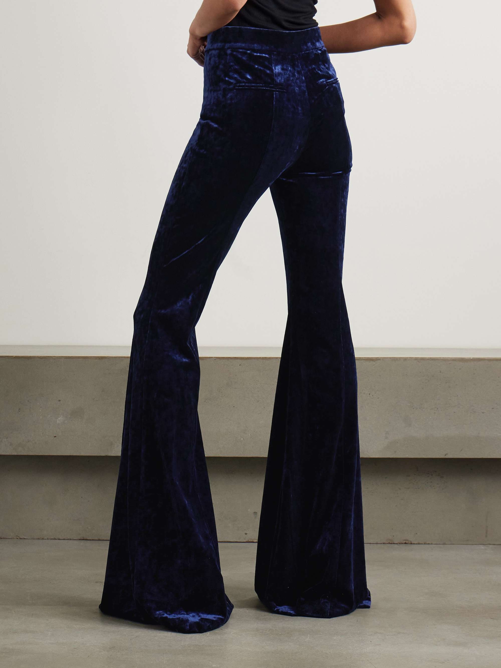 Stretch-velvet flared pants view