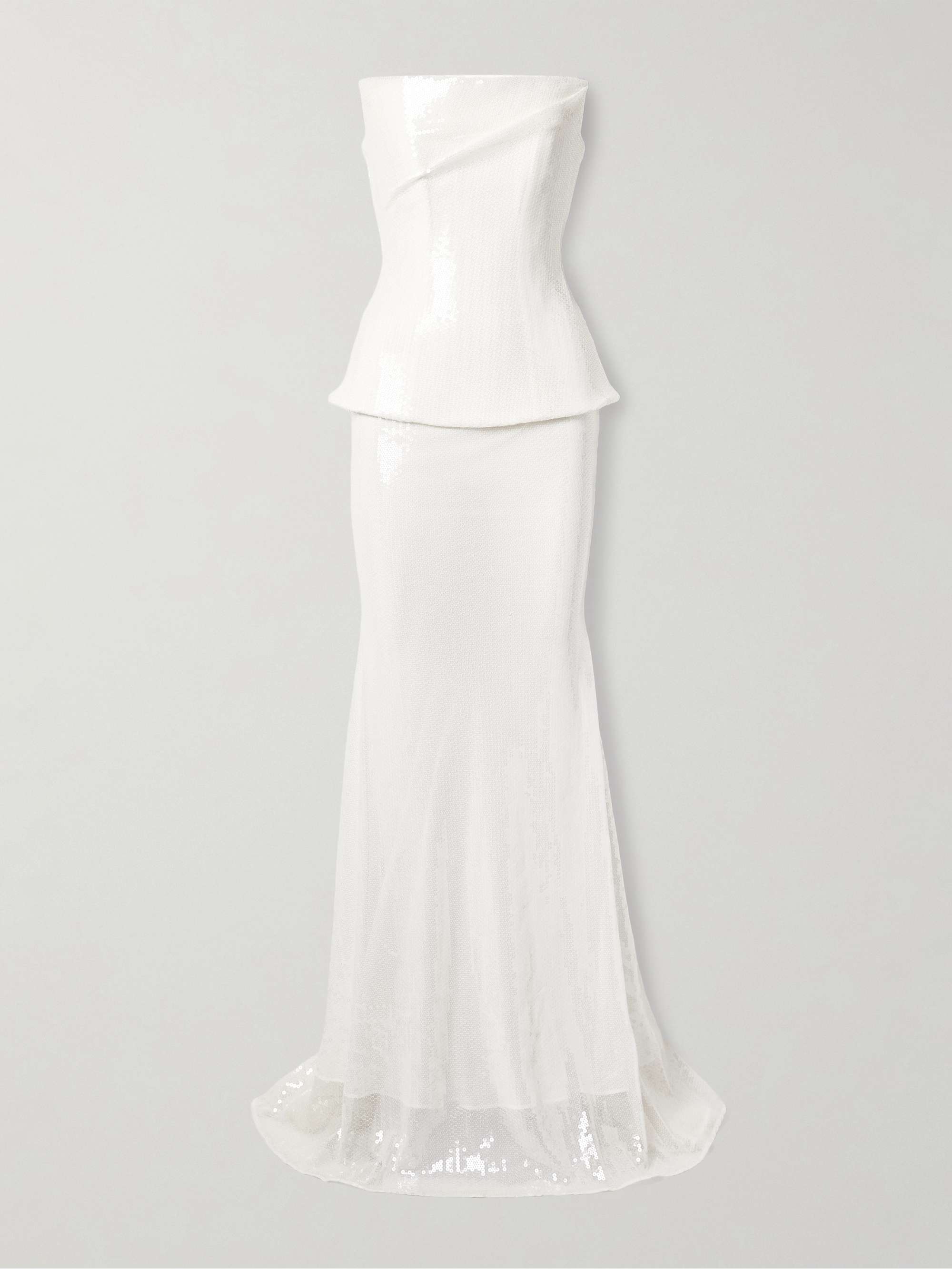 Strapless sequined tulle gown view