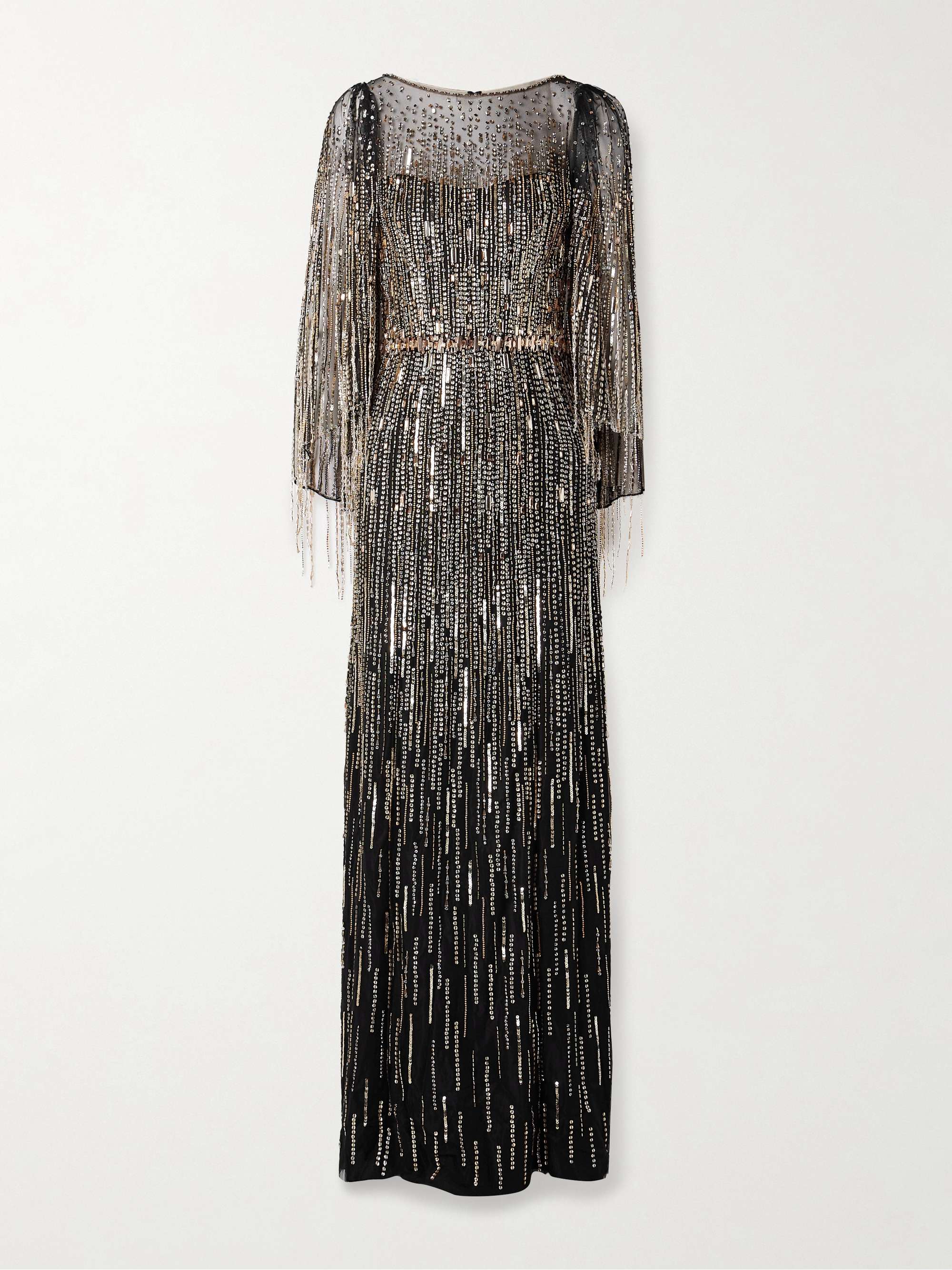Rhapsody fringed embellished tulle gown view