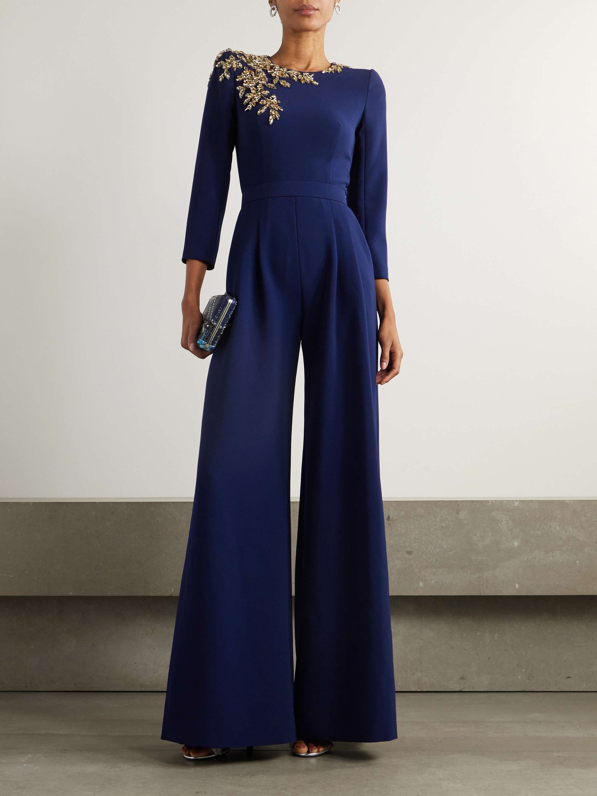 Embellished crepe jumpsuit view