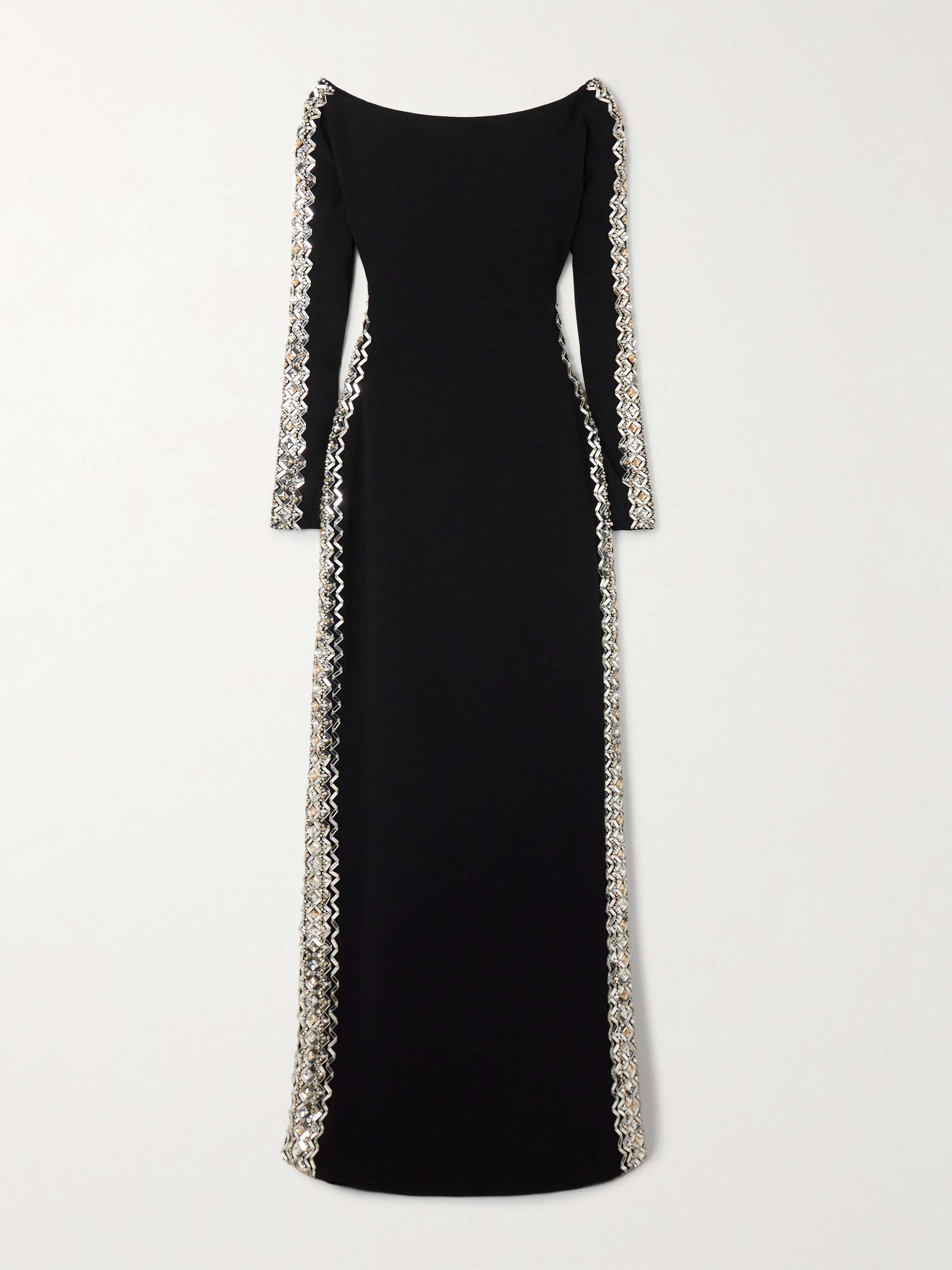 Charisma off-the-shoulder crystal-embellished crepe gown view