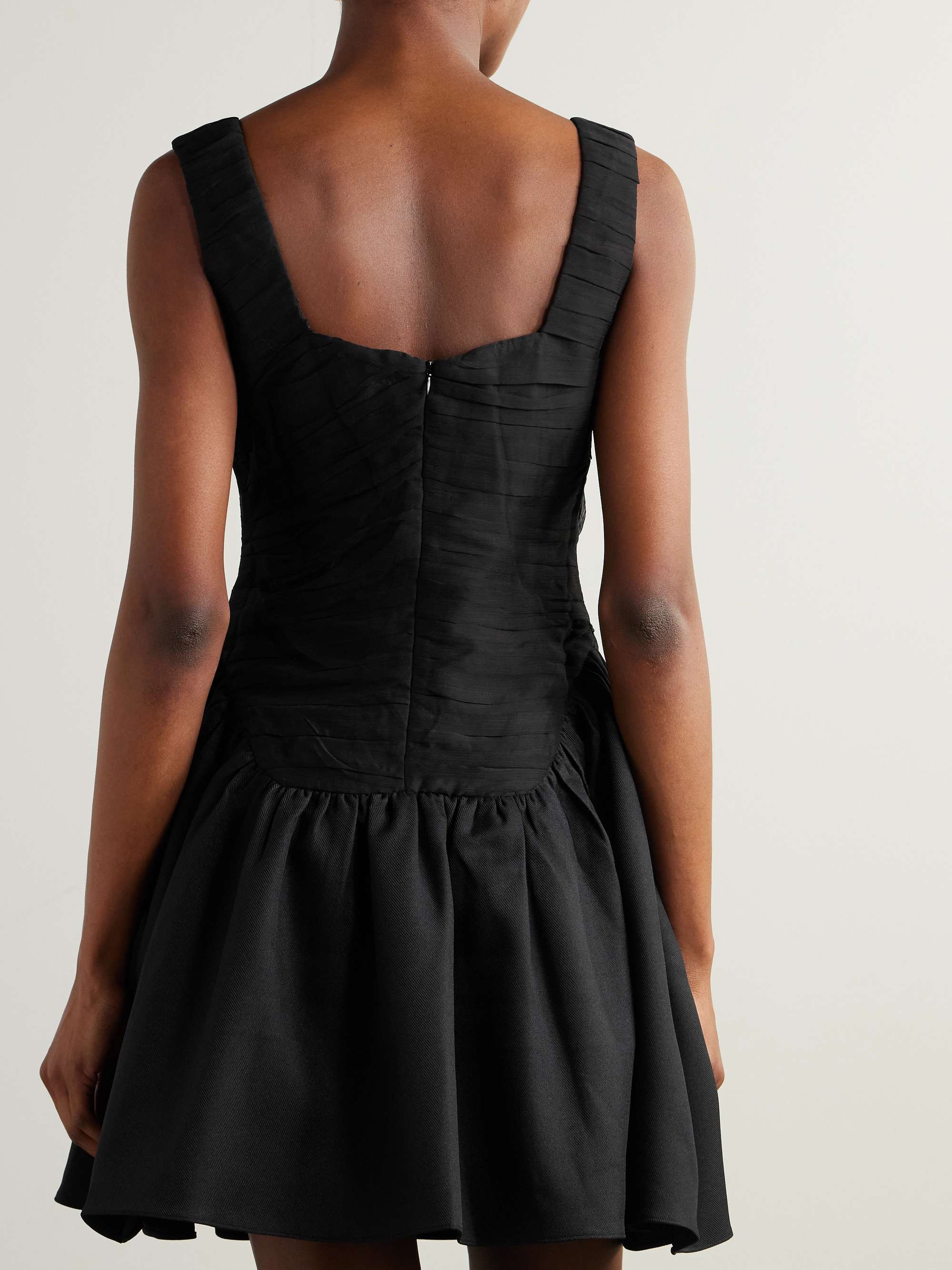 Kaia ruched chiffon and twill mini dress view