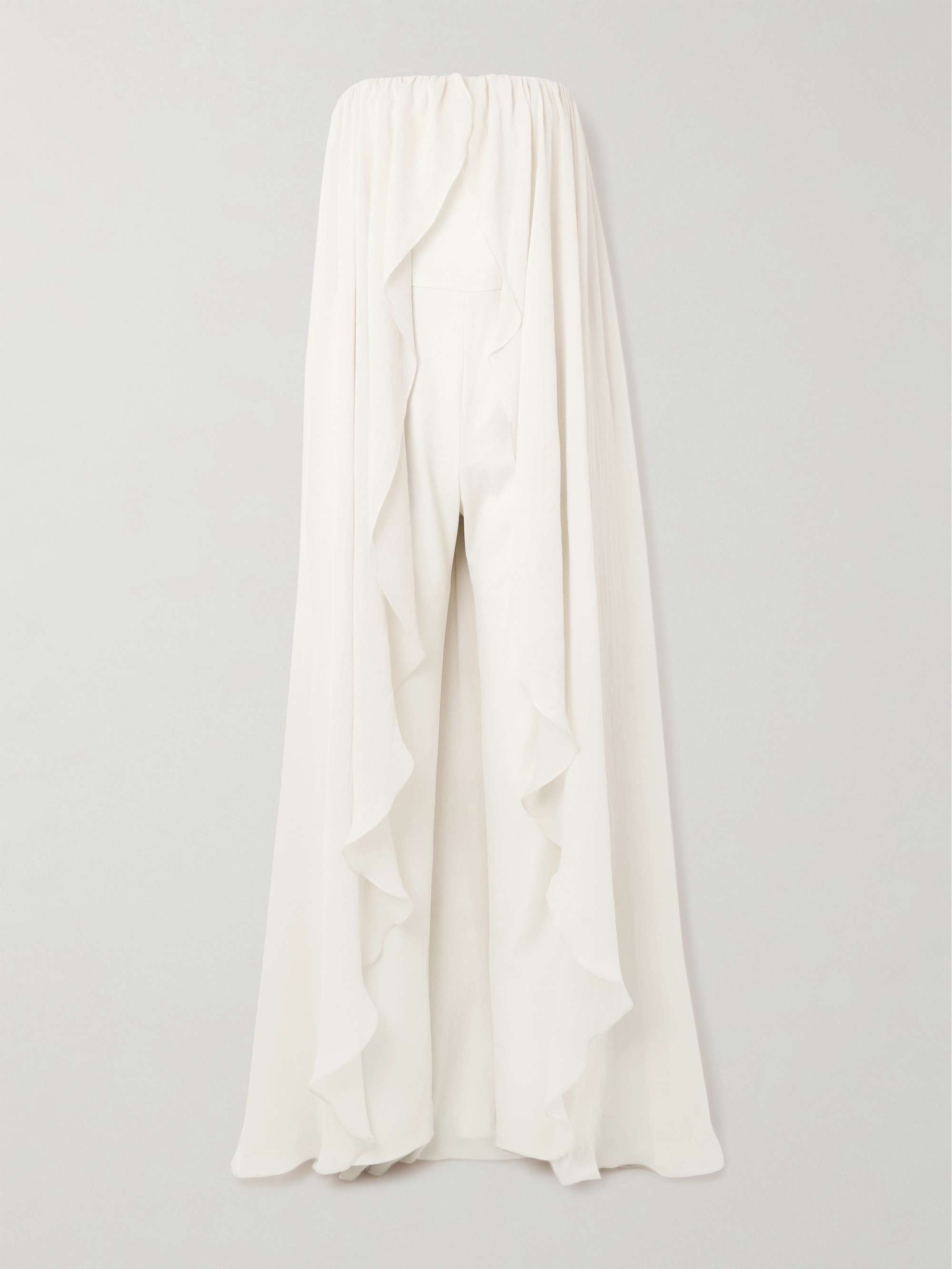 Liya strapless cape-effect chiffon-trimmed poplin jumpsuit view