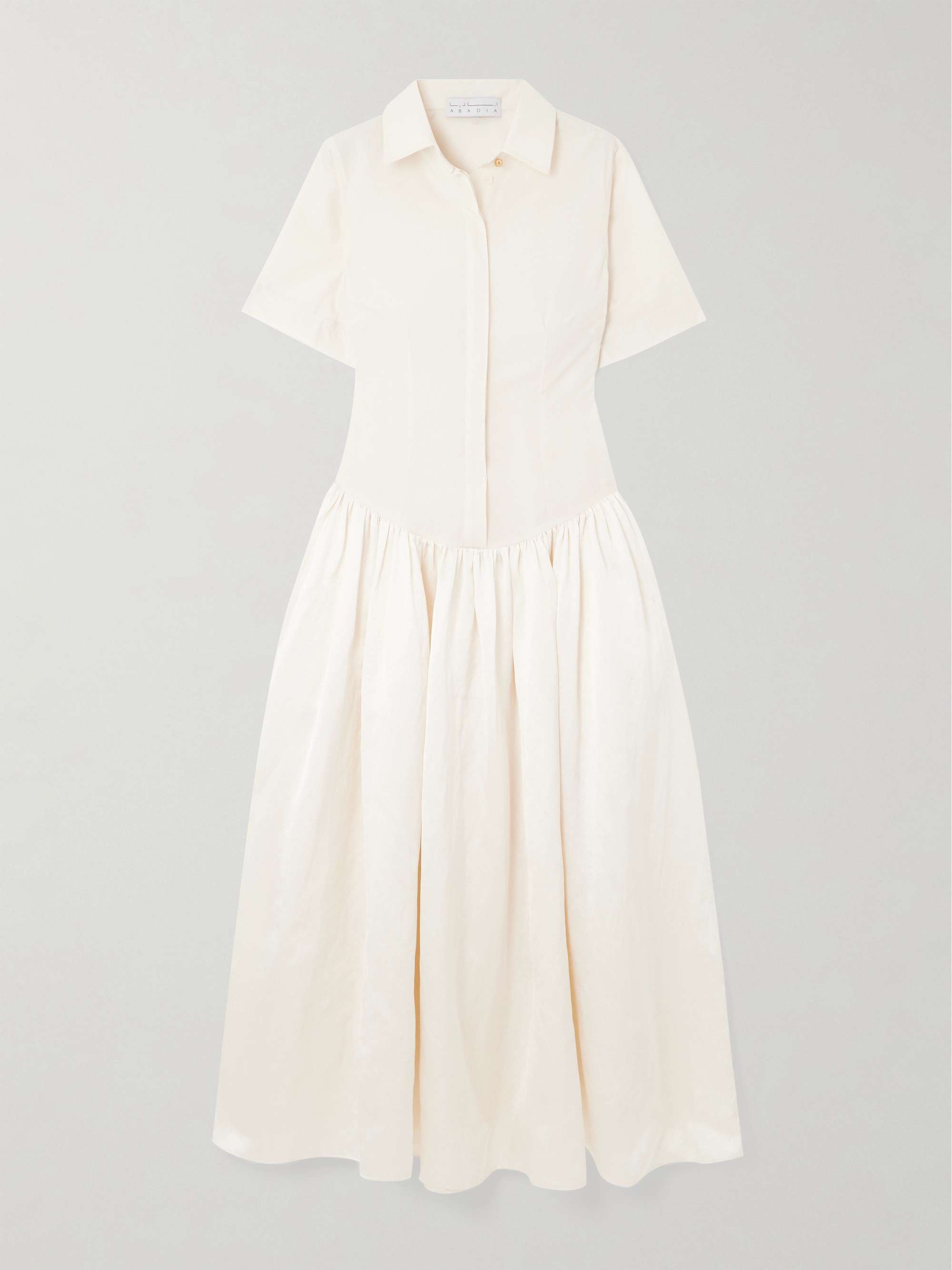 Mena pleated poplin and dupioni midi dress view