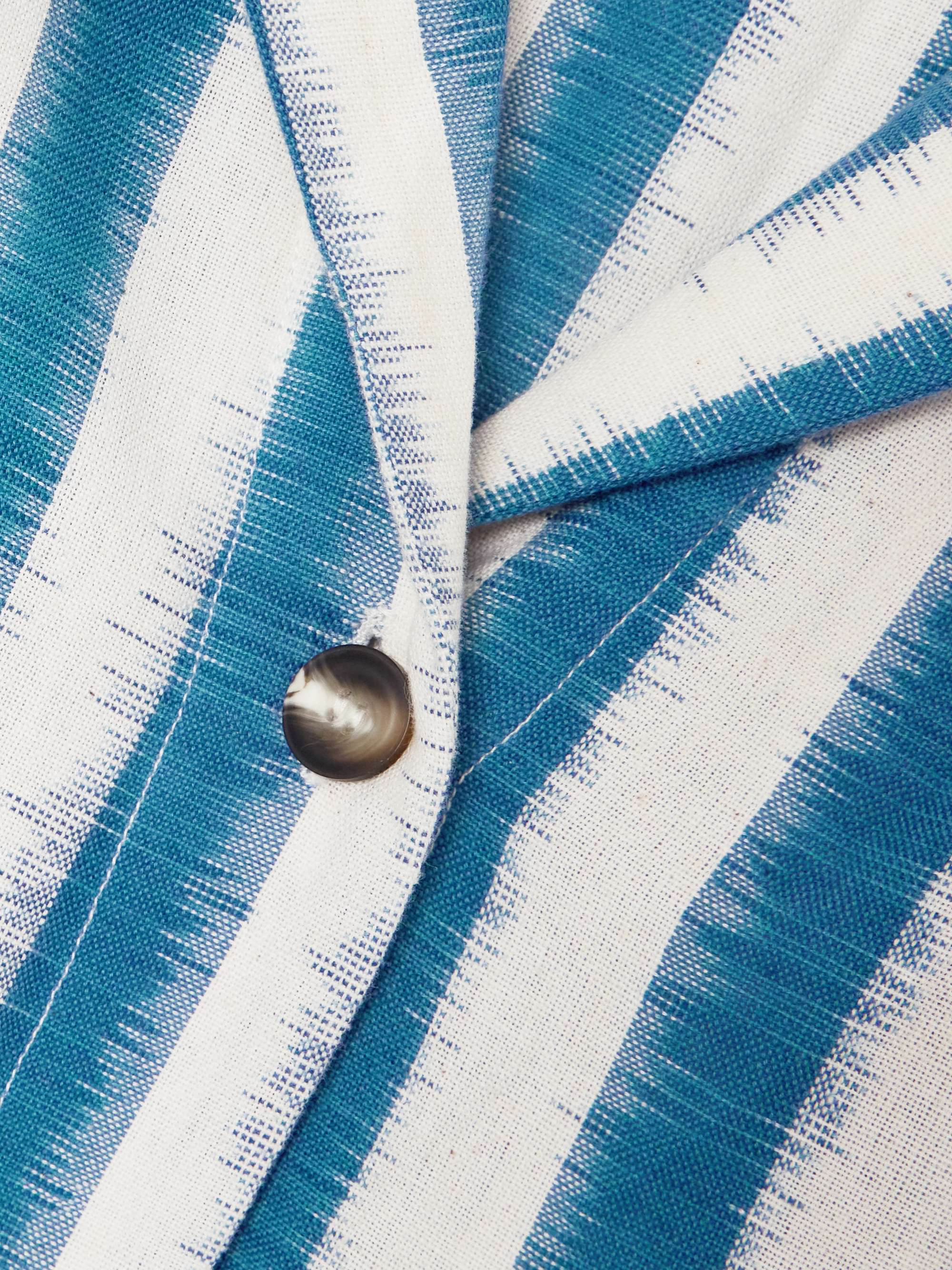Claudia belted pleated striped cotton midi shirt dress view